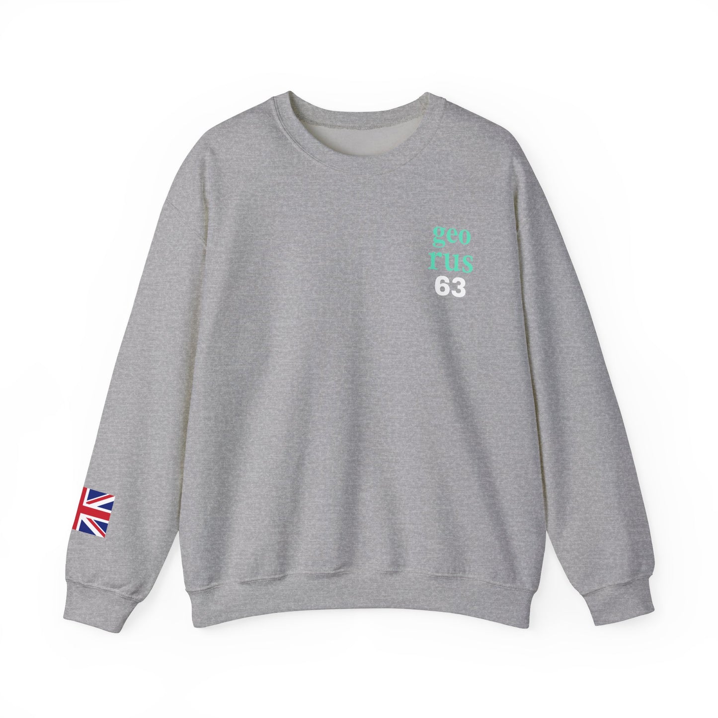 Formula 1 George Russell Sweatshirt UK Flag Union Jack Flag on Sleeve