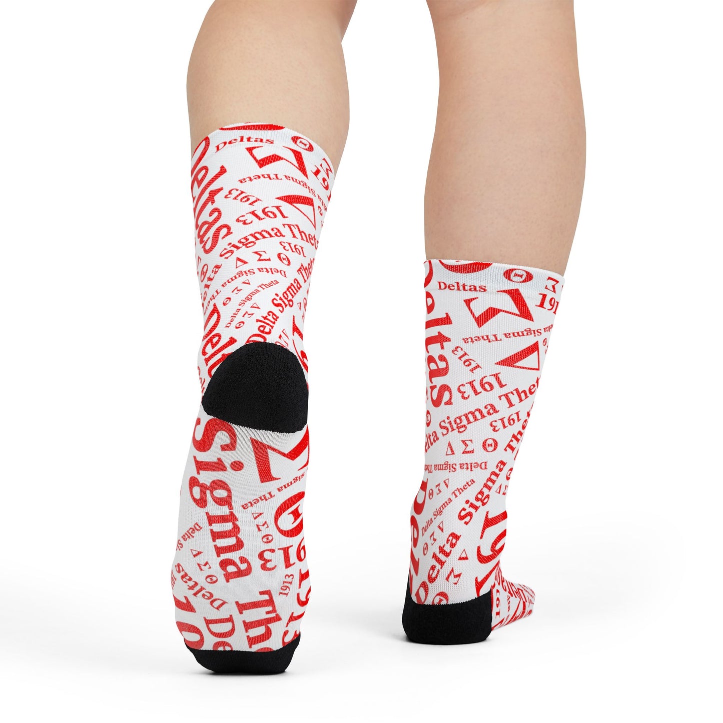 Delta Sigma Theta Greek Letters Pattern Crew Socks