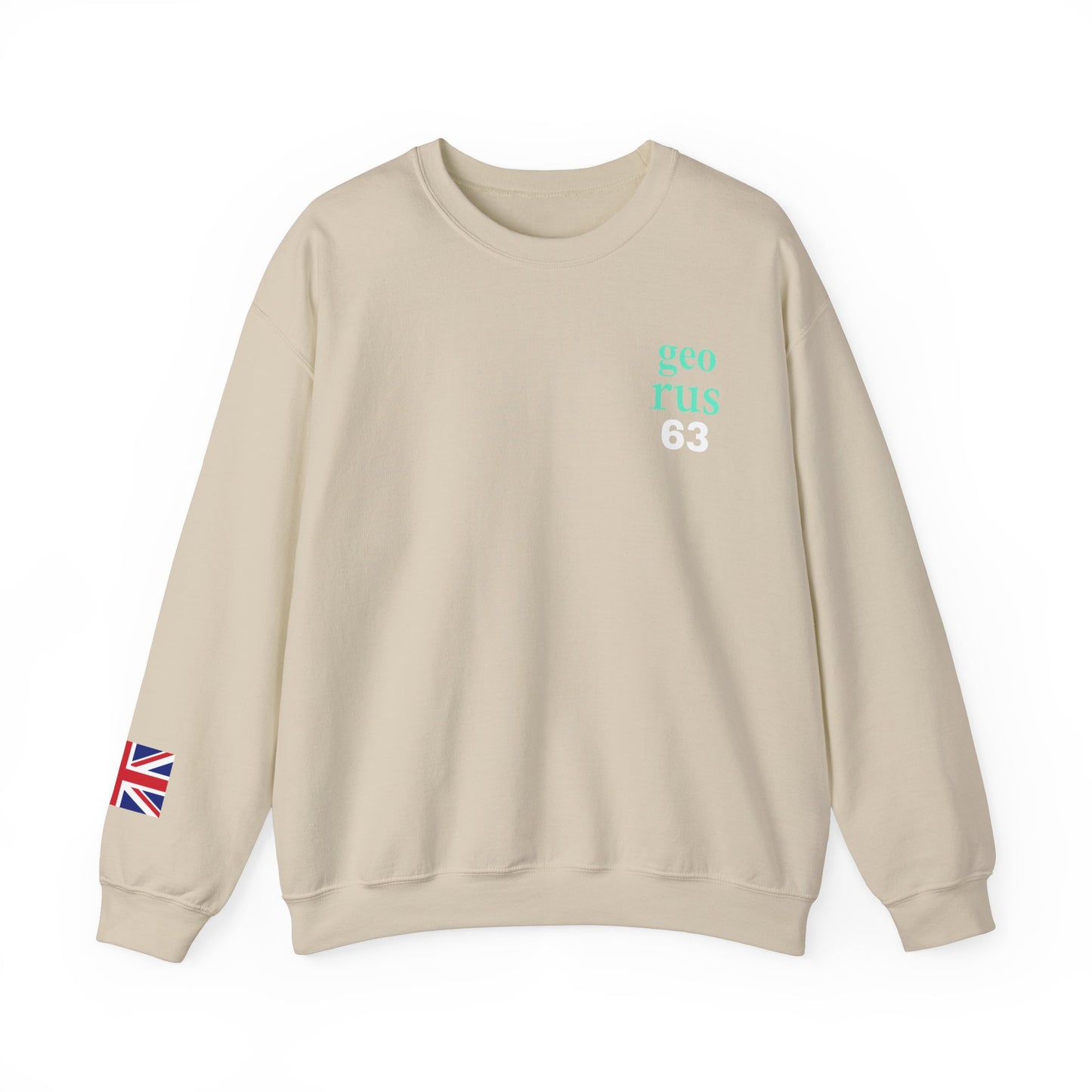 Formula 1 George Russell Sweatshirt UK Flag Union Jack Flag on Sleeve