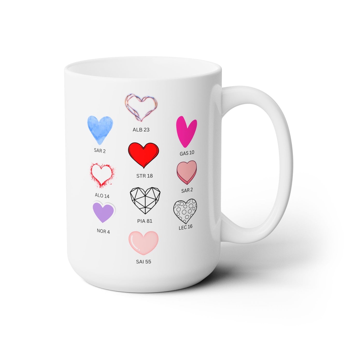 Formula 1 Drivers Hearts Ceramic Mug 15oz