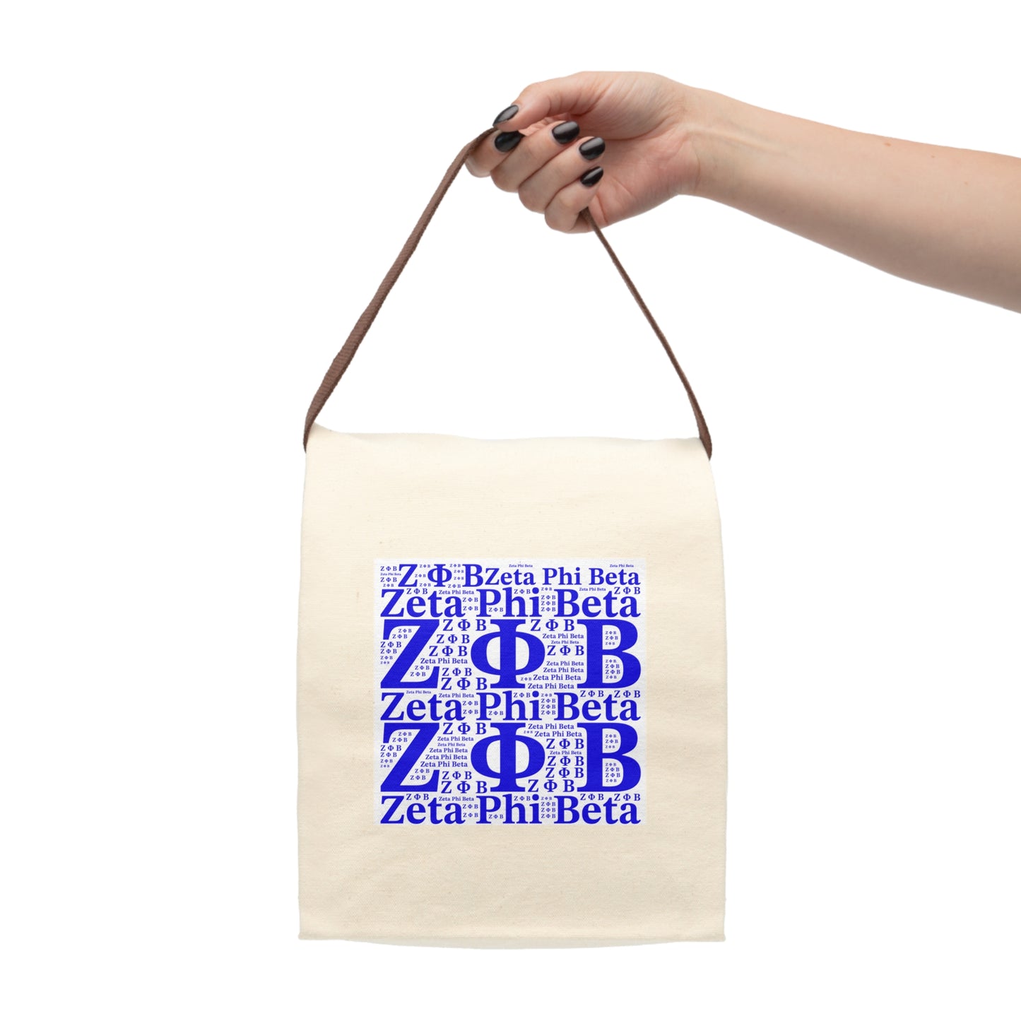 Zeta Phi Beta Sorority Canvas Lunch Bag | Greek Letters Pattern | Paraphernalia, Gift