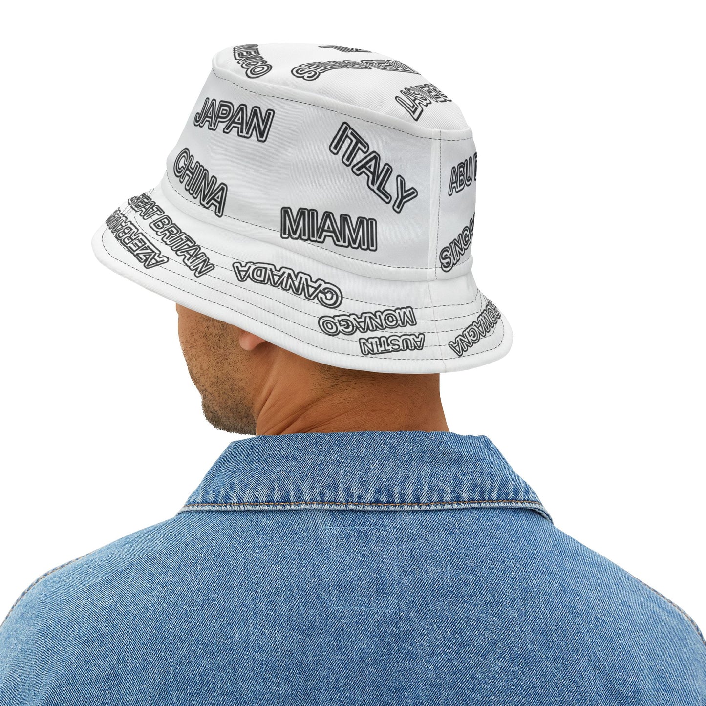 Formula 1 Motorsport Track Bucket Hat — White Racing Bucket Hat