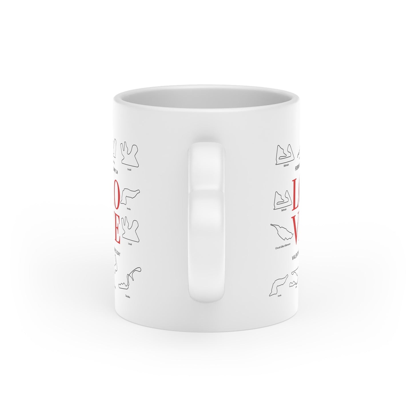 Formula 1 Track Map Mug — Heart-Handle Valentine’s Gift for F1 Fans