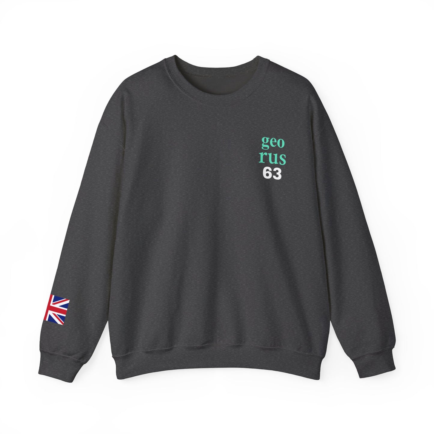 Formula 1 George Russell Sweatshirt UK Flag Union Jack Flag on Sleeve