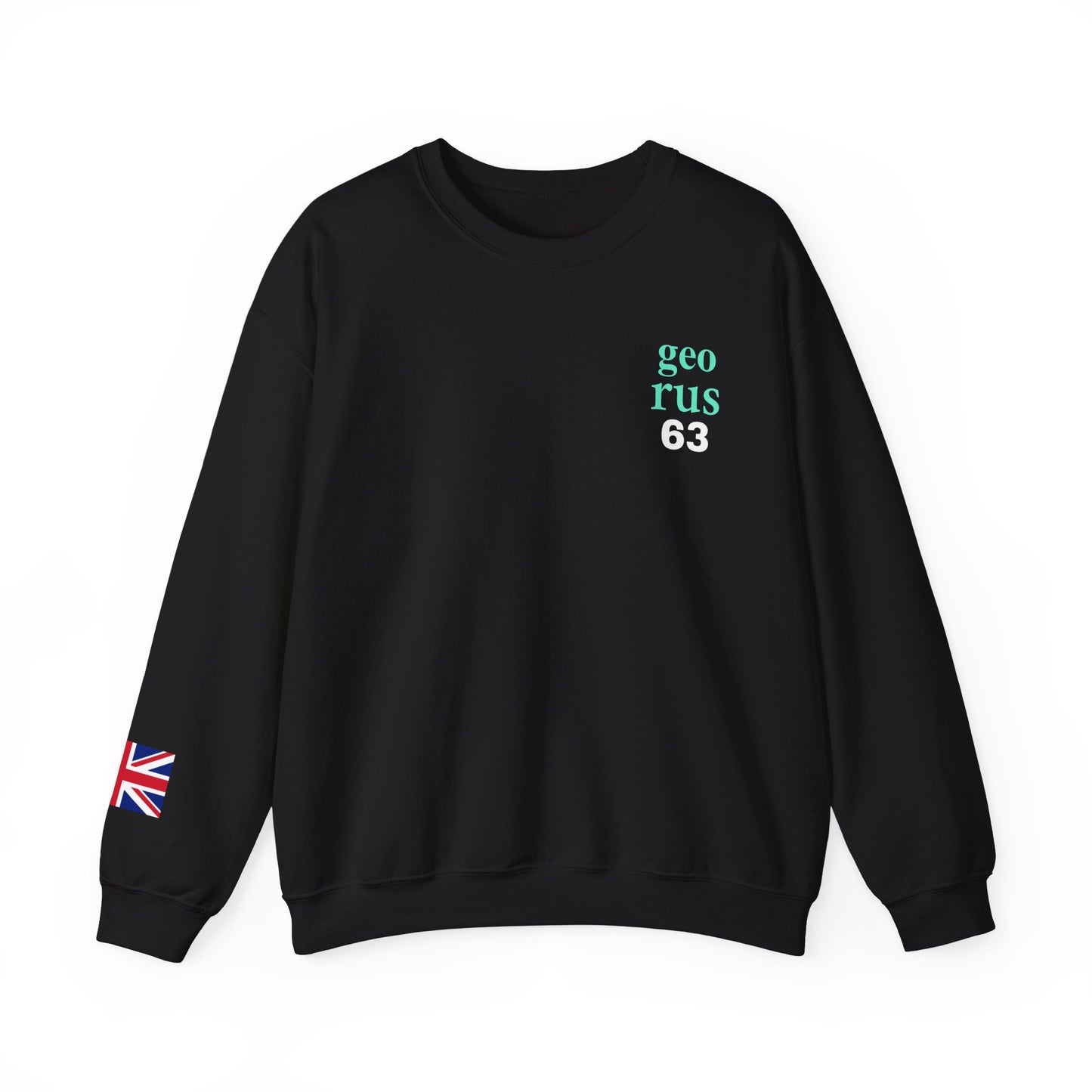 Formula 1 George Russell Sweatshirt UK Flag Union Jack Flag on Sleeve