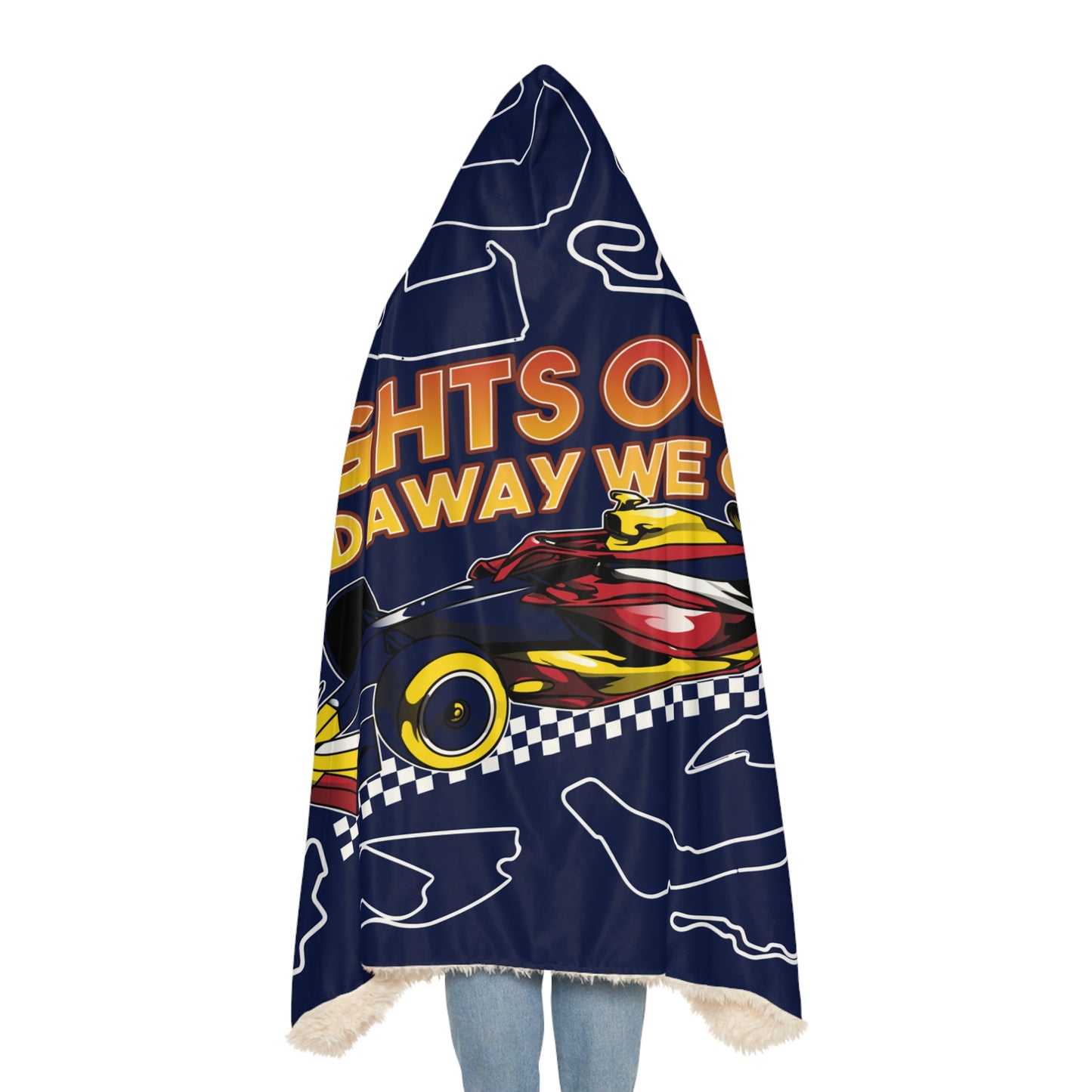 Formula 1 Race Track Hooded Blanket Sherpa of Microfiber