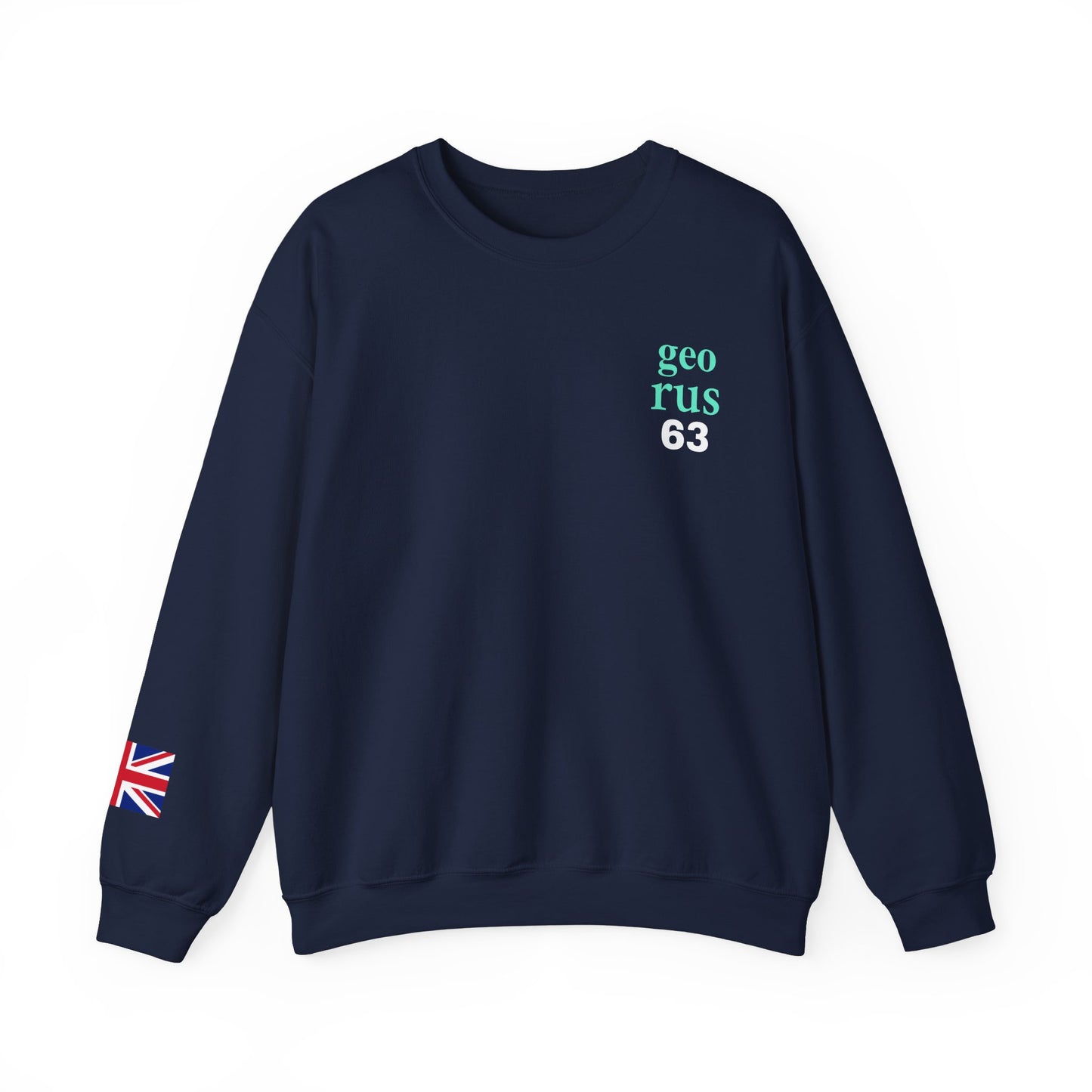 Formula 1 George Russell Sweatshirt UK Flag Union Jack Flag on Sleeve