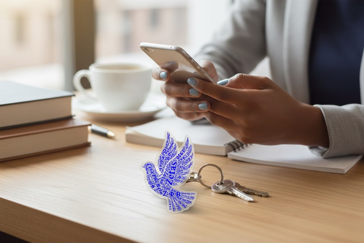 Custom ZΦΒ Finer Plush Dove Mascot Keychain