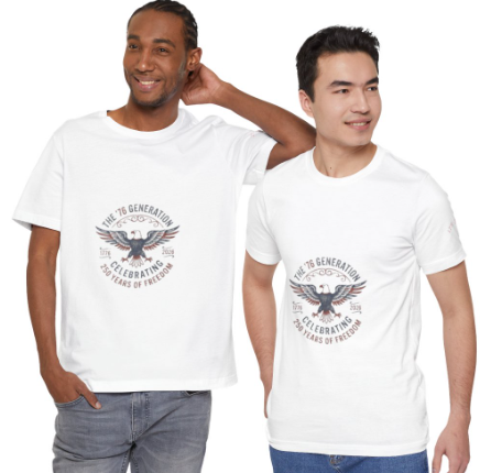๐บ๐ธ 250th Anniversary '76 Generation' Eagle Adult T-Shirt โ Celebrating 250 Years of Freedom