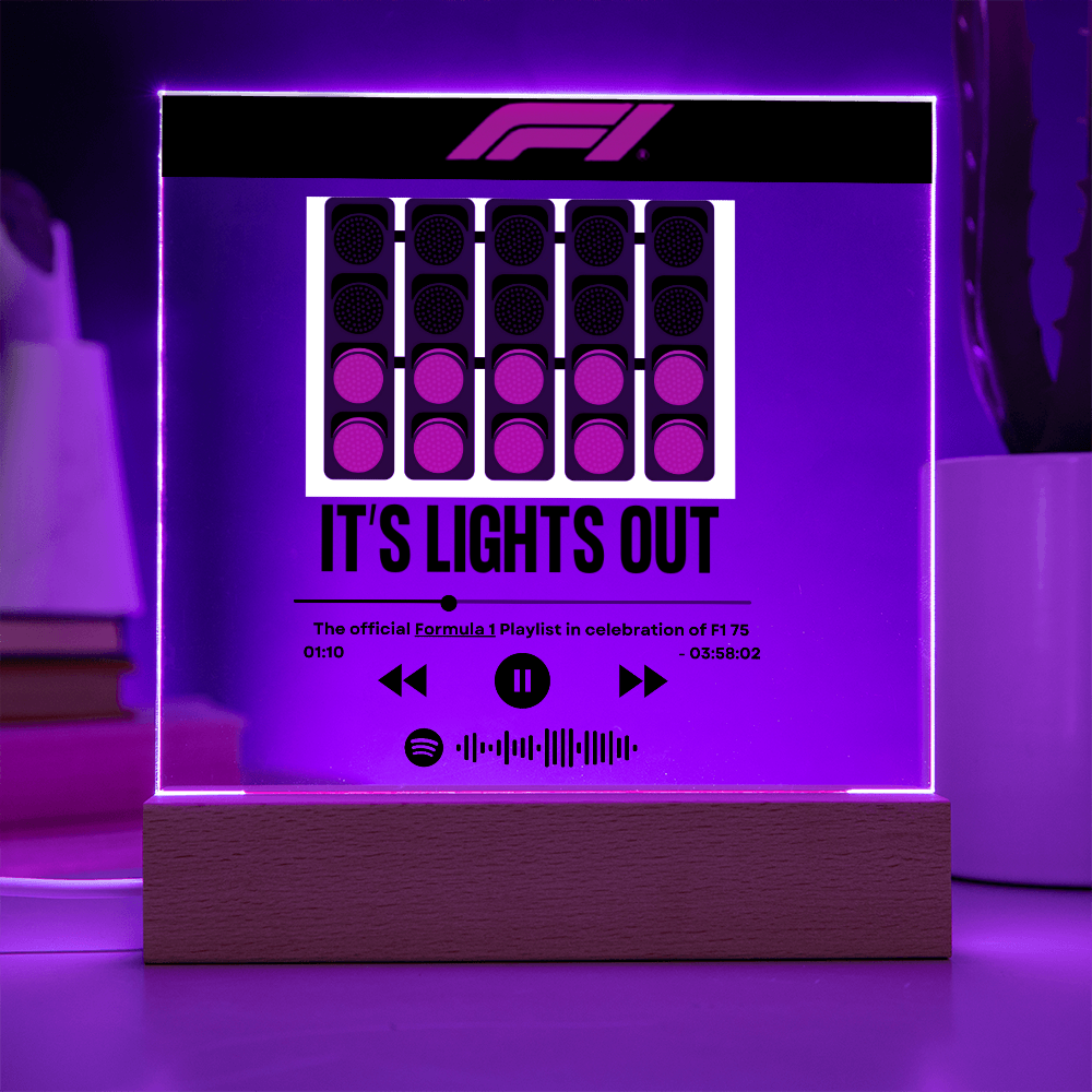 Formula 1 Lights Out Music LED Plaque with Song Details, Music Streaming Service or QR Code