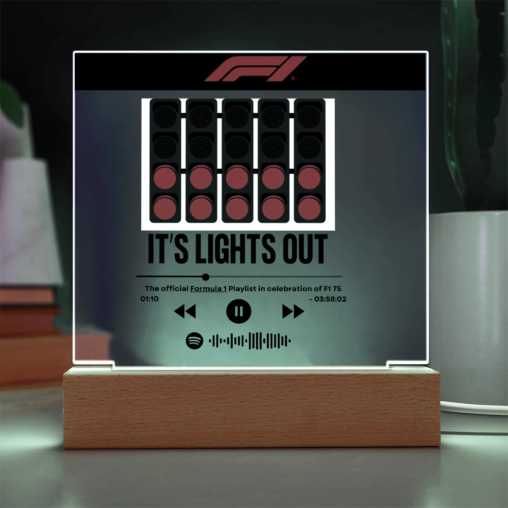 Formula 1 Lights Out Music LED Plaque with Song Details, Music Streaming Service or QR Code