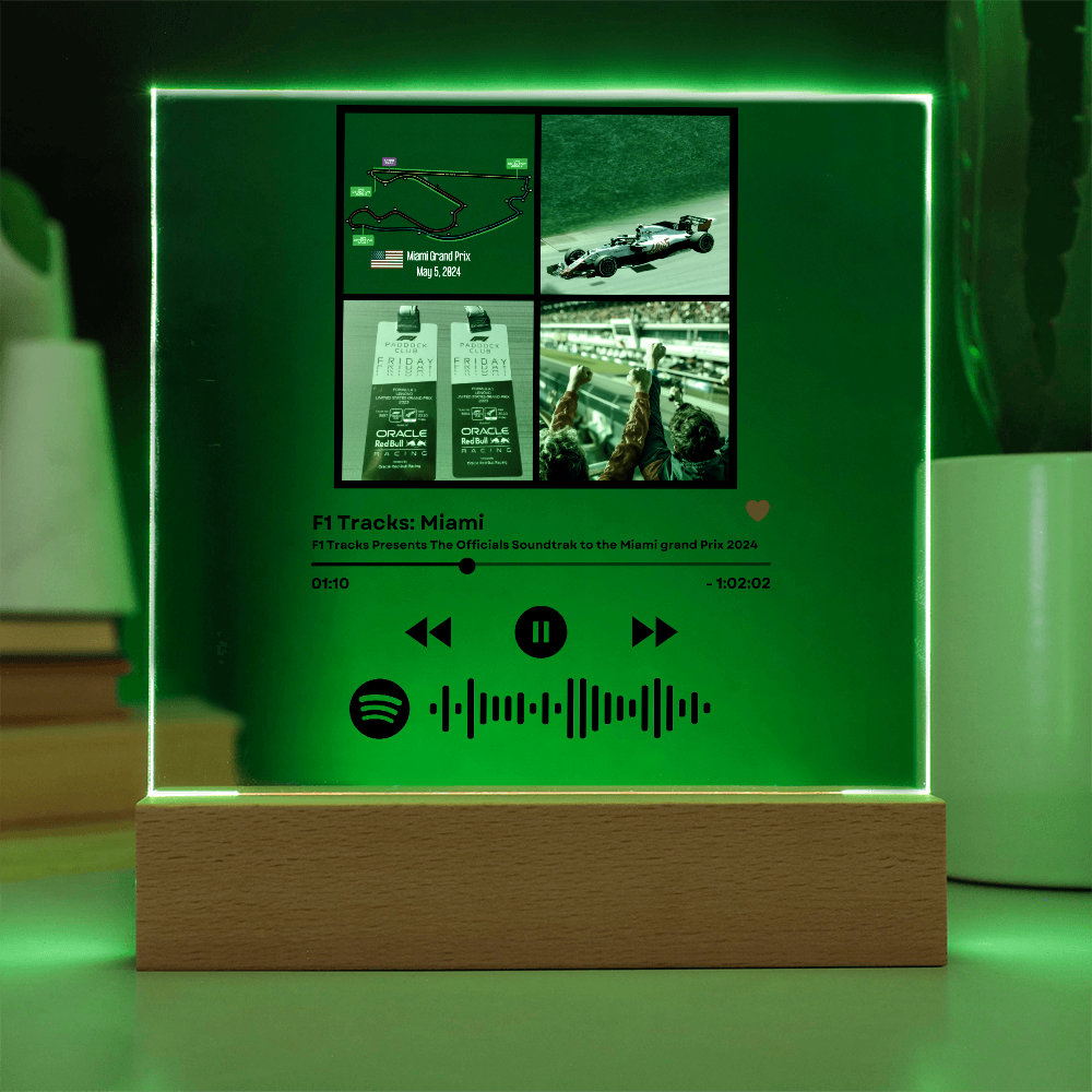 Personalized Formula 1 Race Commemorative Gift LED Plaque with Photo, Song Playlist, Music Streaming Service or QR Code