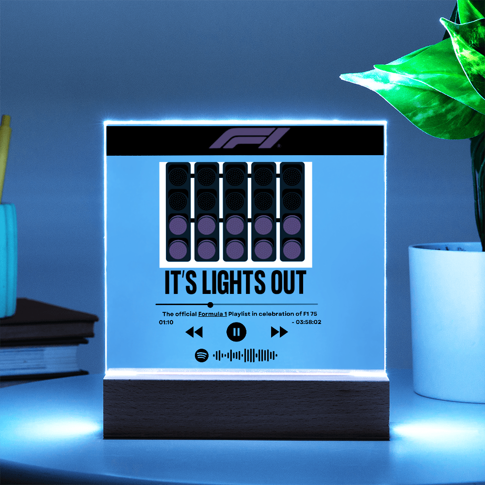 Formula 1 Lights Out Music LED Plaque with Song Details, Music Streaming Service or QR Code