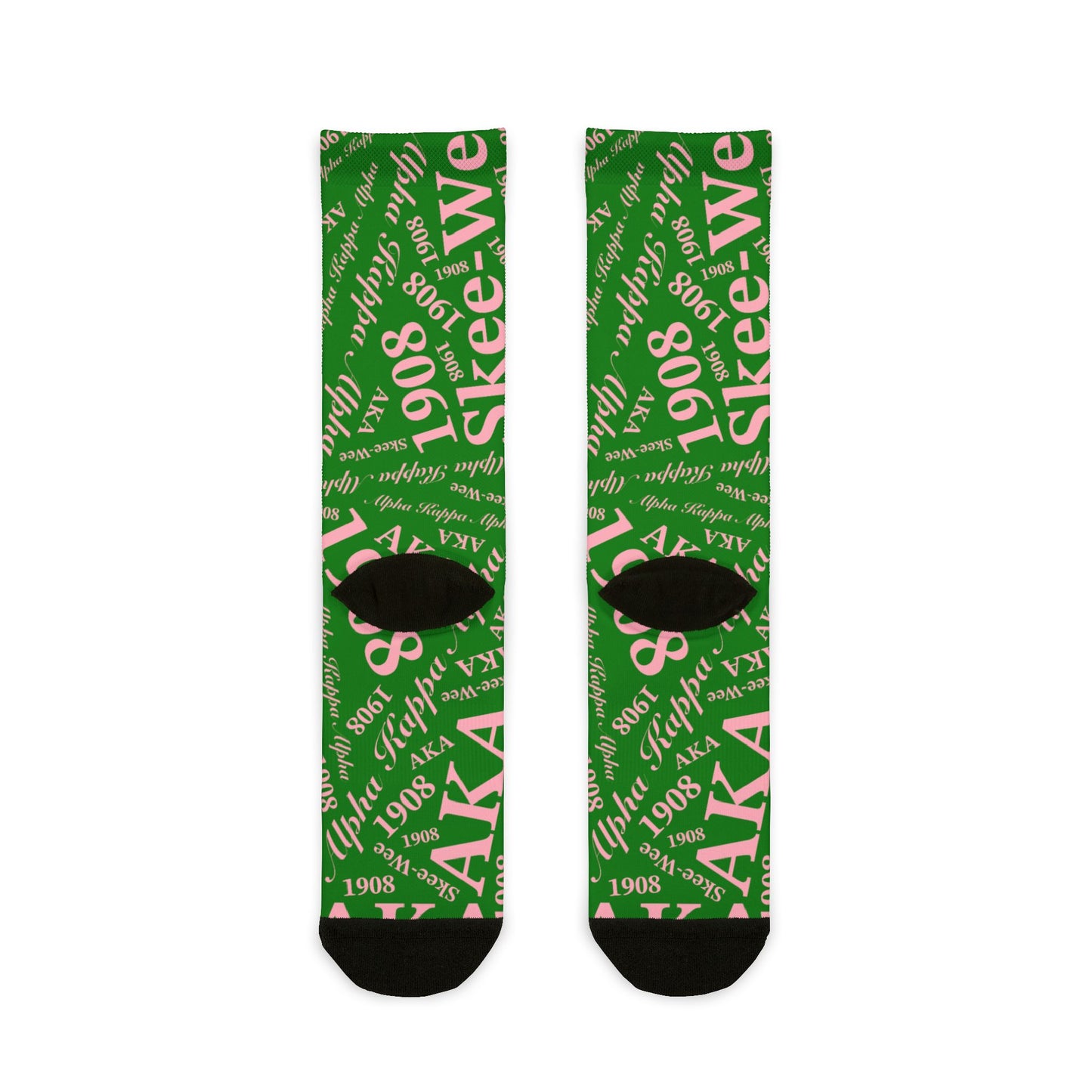 AKA 1908 Pink & Green Crew Socks — Sorority Paraphernalia Gift (Reusable Sublimation)