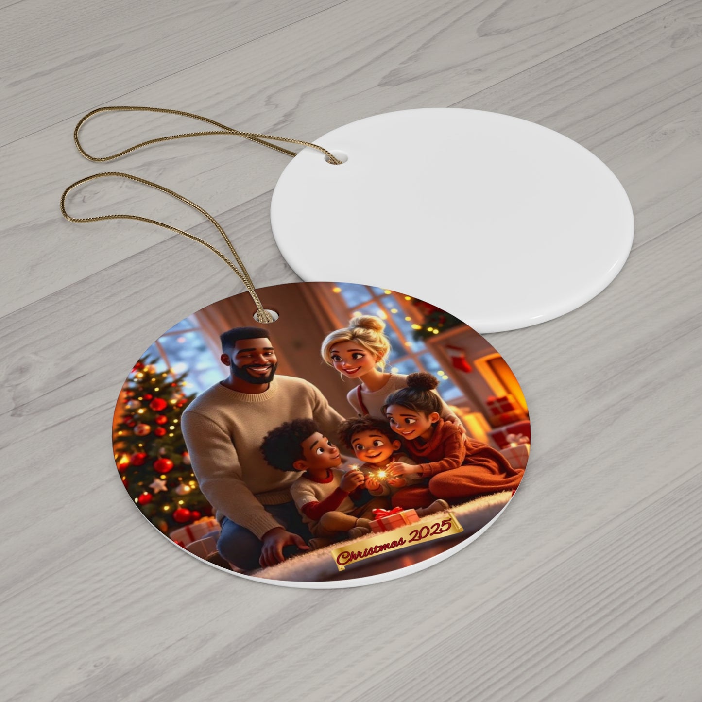 Interracial Family Ornament | Black Father White Mother Keepsake