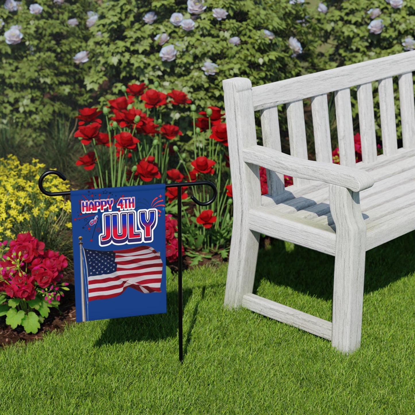Independence Day Garden Banner - Patriotic USA Flag for Porch & Yard - Red White and Blue Summer Decoration