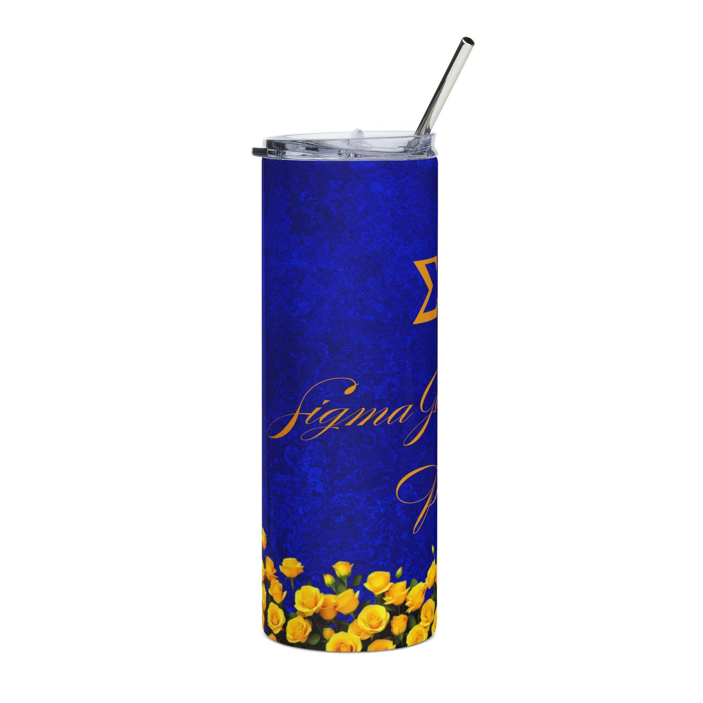 Sigma Gamma Rho Sorority Personalized Yellow Roses Tumbler | Black Greek Letter organizations | Sororities and Fraternities | 20oz Stainless Steel Tumbler