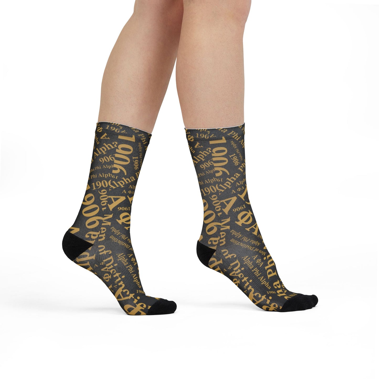Alpha Phi Alpha 1906 Gold Pattern Sublimated Crew Socks