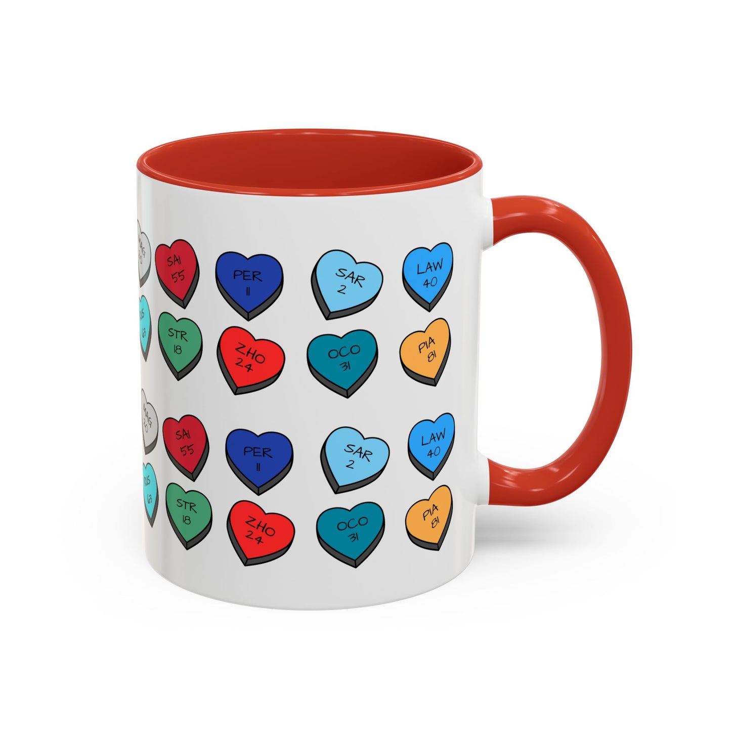 Formula 1 Drivers Candy Heart Accent Coffee Mug — Valentine’s Day Gift for F1 Fans (11/15oz)