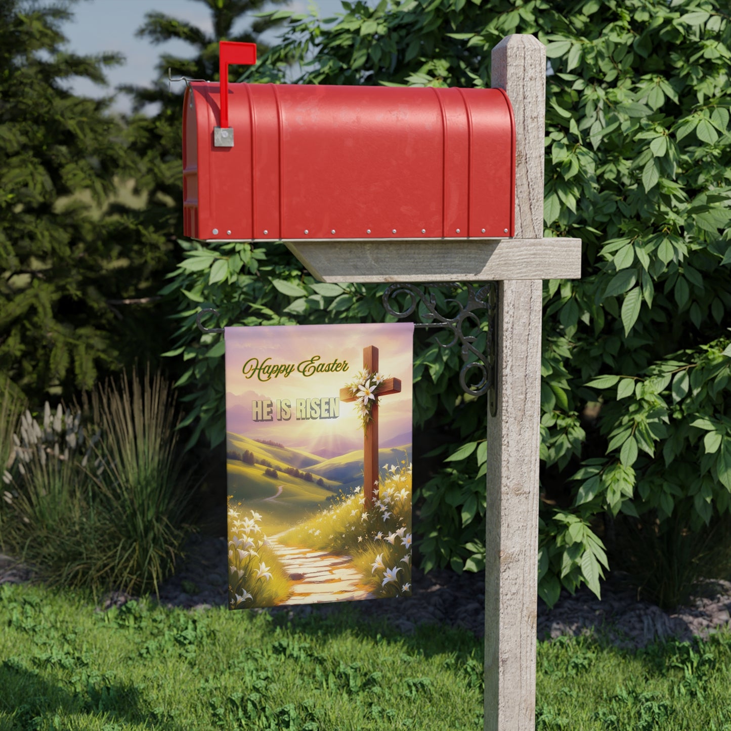 He Is Risen Easter Banner – Christian Spring Yard Flag