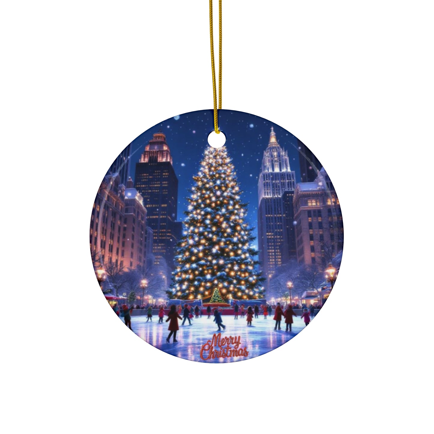 NYC 30 Rock Plaza Ceramic Christmas Ornament