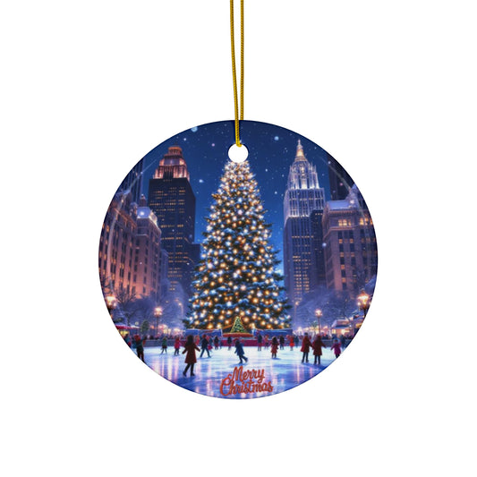 NYC 30 Rock Plaza Ceramic Christmas Ornament