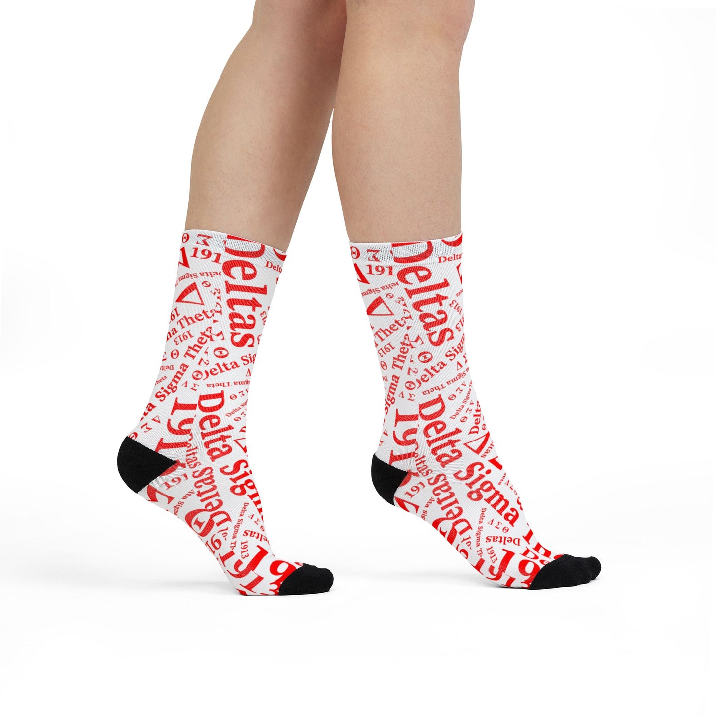 Delta Sigma Theta Greek Letters Pattern Crew Socks