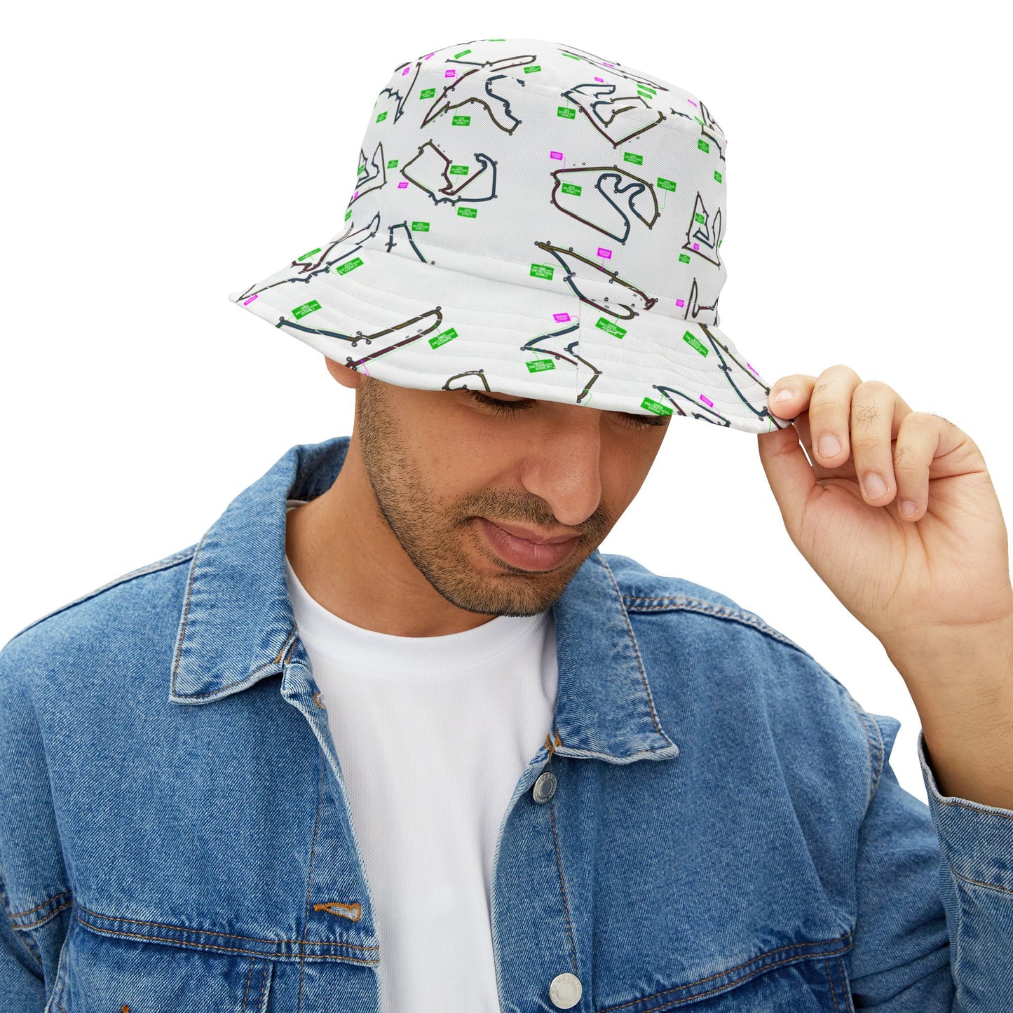 Formula 1 Racetrack Bucket Hat – White Adult Unisex Bucket Hat