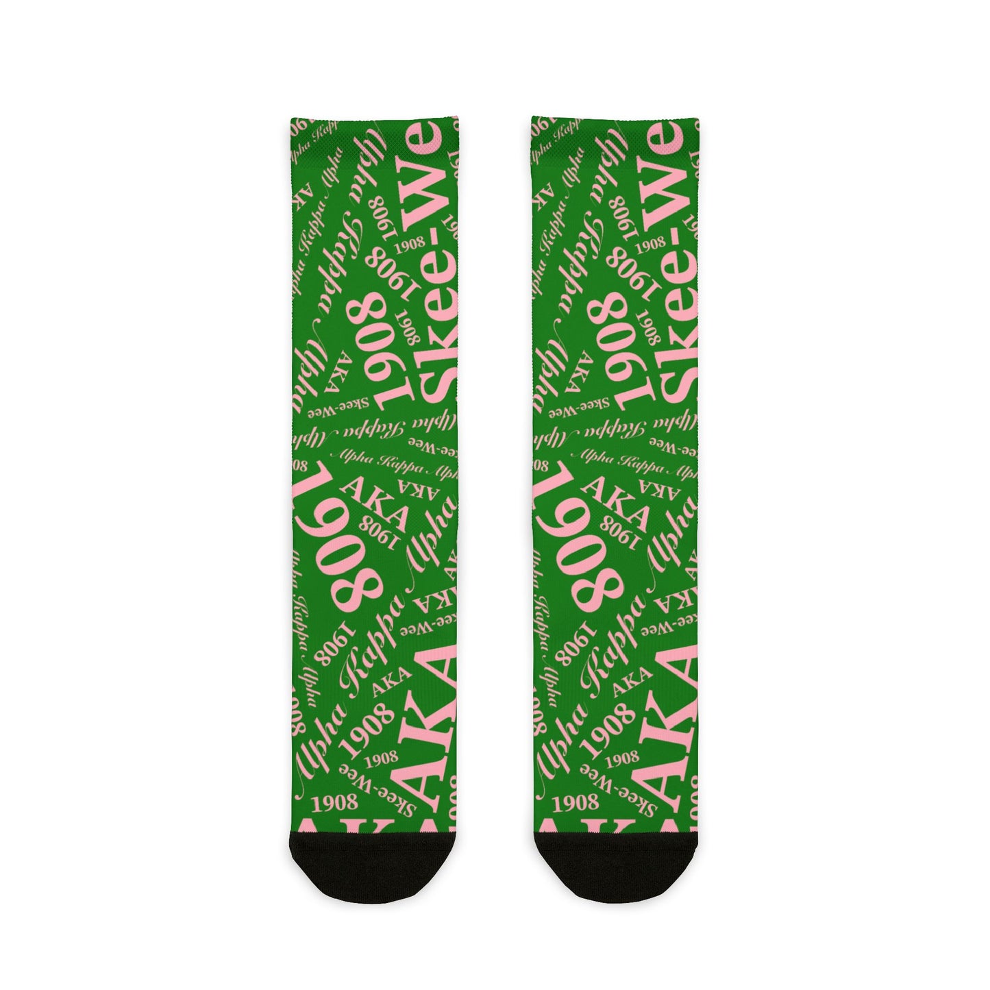 AKA 1908 Pink & Green Crew Socks — Sorority Paraphernalia Gift (Reusable Sublimation)