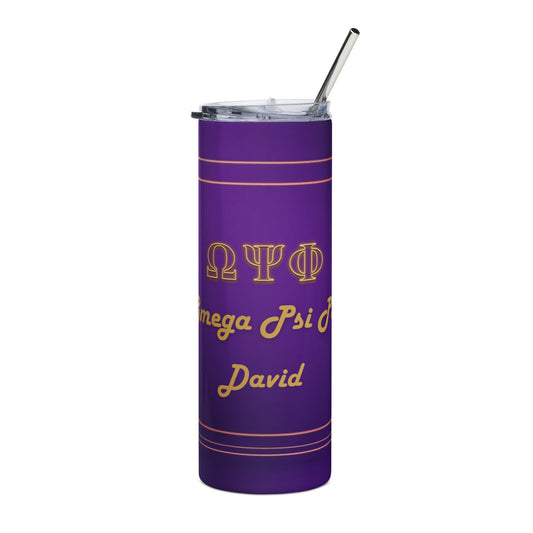 Omega Psi Phi Fraternity Personalized Purple & Gold Tumbler | Black Greek Letter organizations | Sororities and Fraternities | 20oz Stainless Steel Tumbler