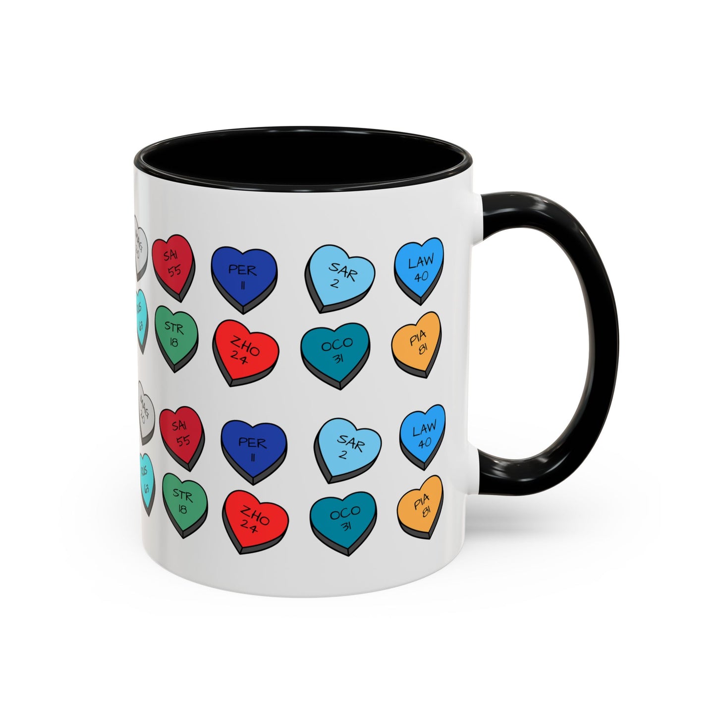 Formula 1 Drivers Candy Heart Accent Coffee Mug — Valentine’s Day Gift for F1 Fans (11/15oz)