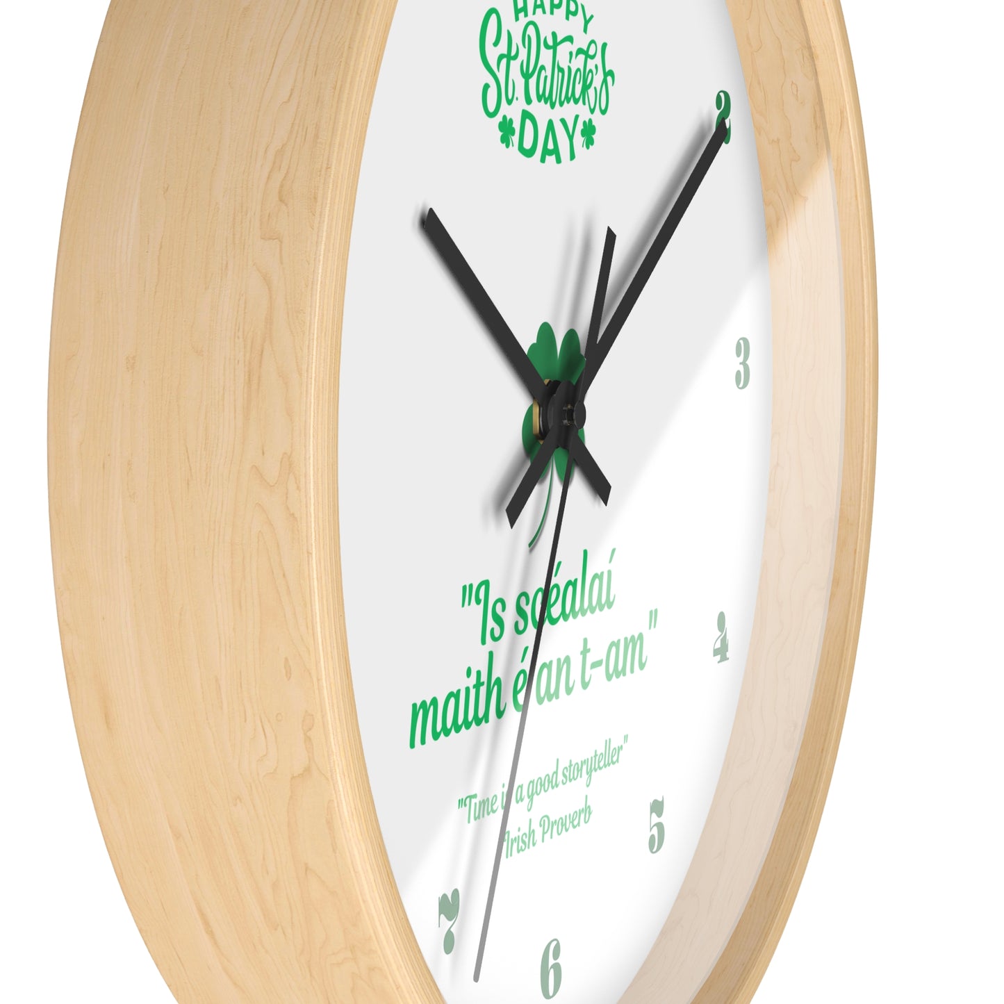 St. Patrick's Day Shamrock Quote Wall Clock – Irish Proverb Timepiece for Home Décor
