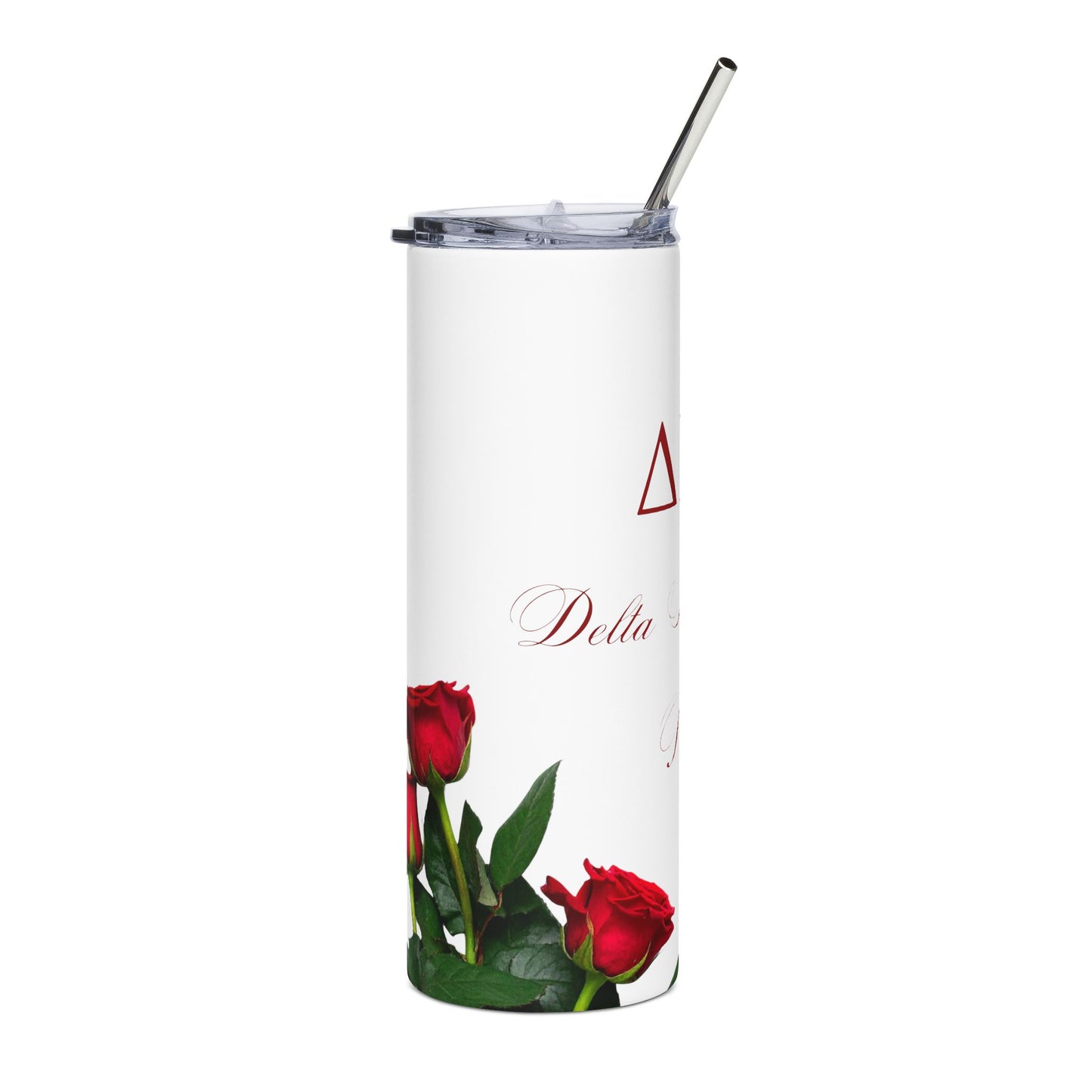 Delta Sigma Theta Sorority Personalized Red Roses Tumbler |  Black Greek Letter organizations | Sororities and Fraternities | 20oz Stainless Steel Tumbler