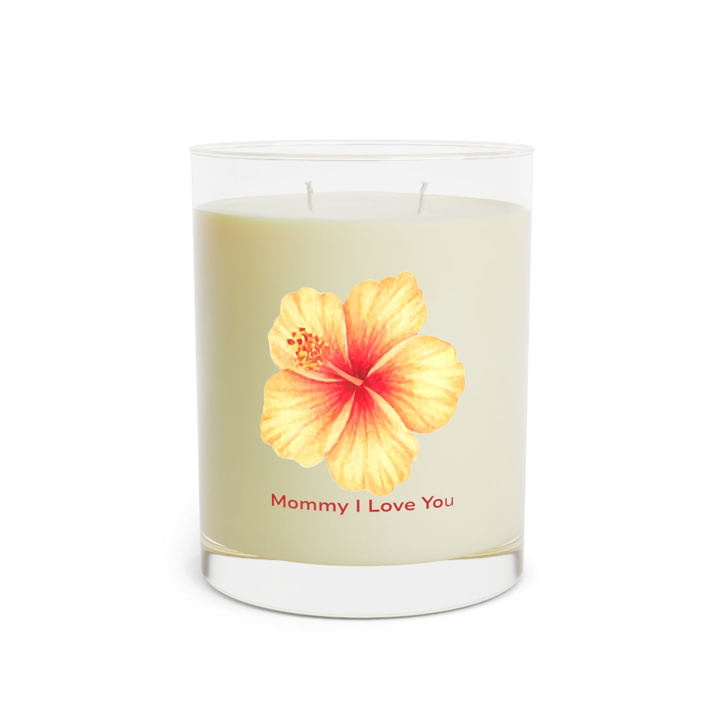 "Mommy I Love You" Scented Candle (with Hibiscus Design) — 11oz Glass