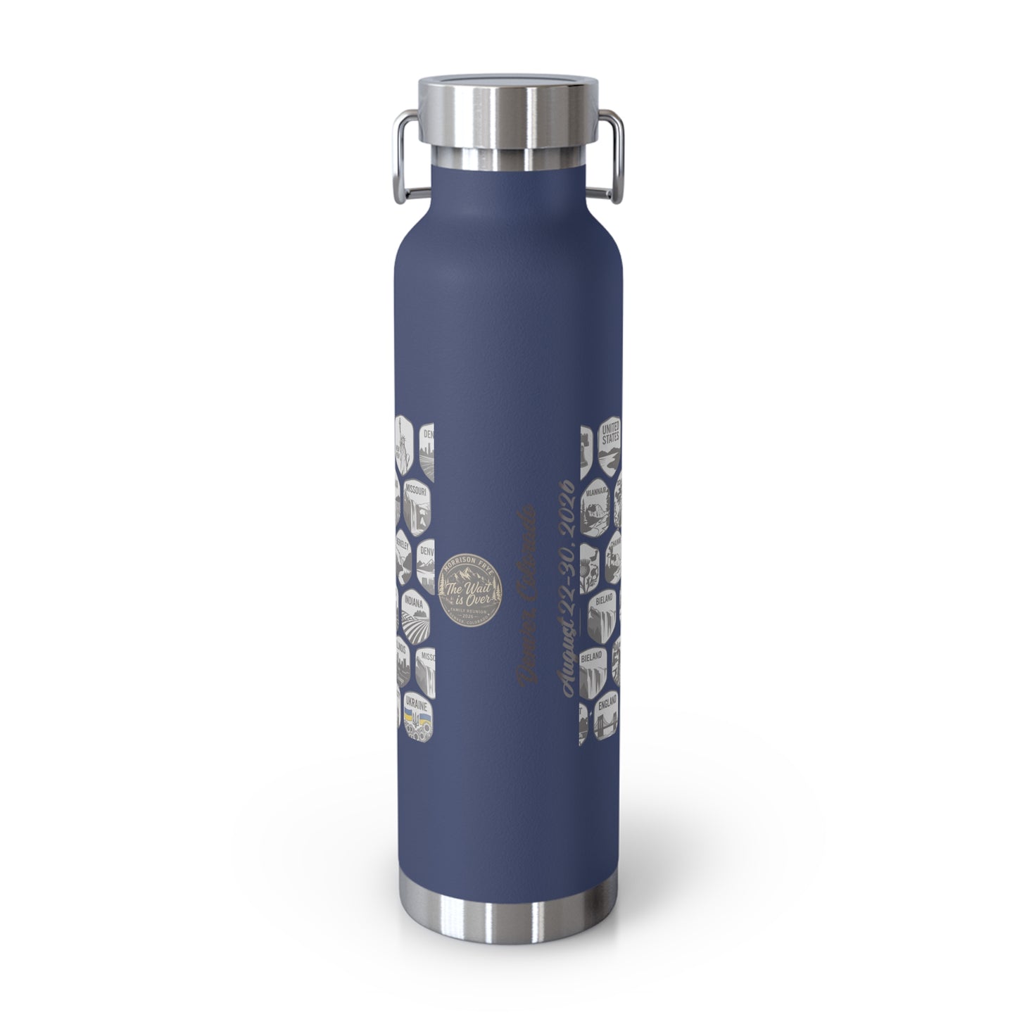 Morrison Frye Family Reunion 2026 Tumbler – “The Wait Is Over” | Custom Family Locations Edition Copper Vacuum Insulated Bottle, 22oz