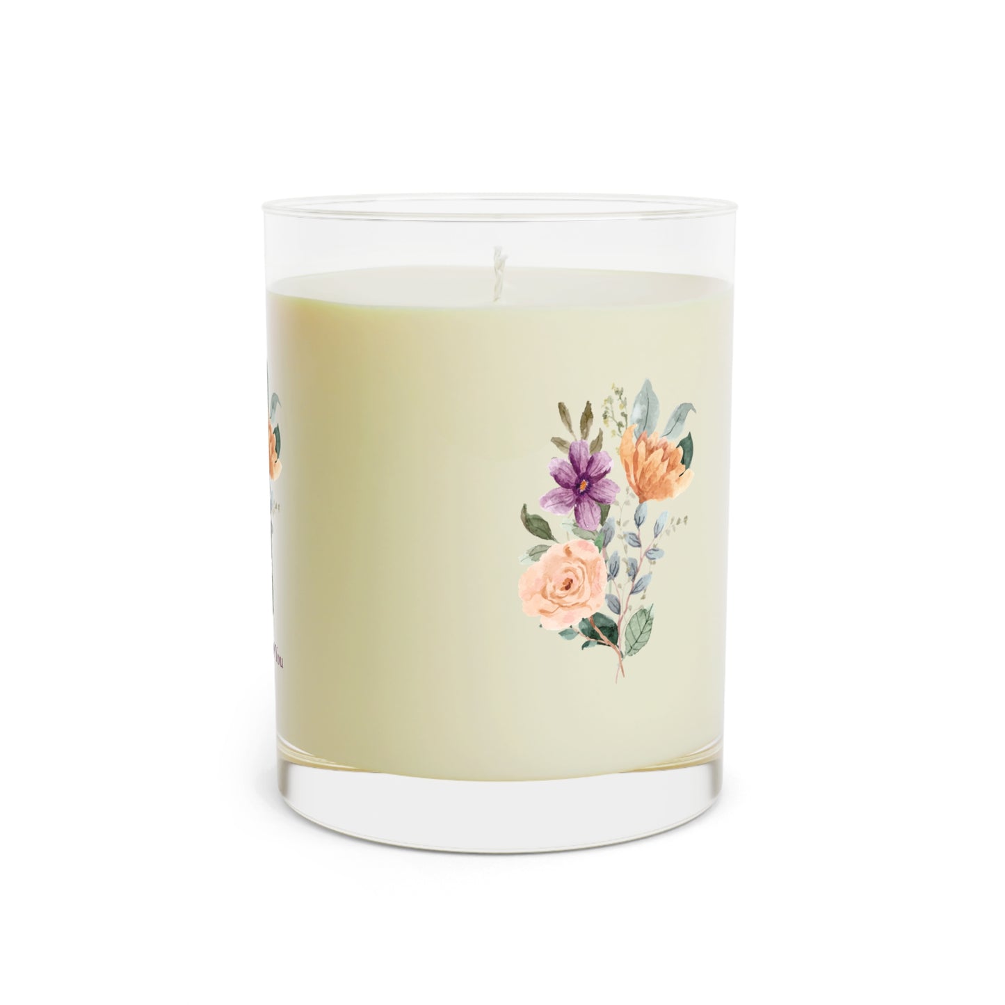 "Mom I Love You" Scented Candle — 11oz Glass Jar (Floral Bouquet Design)