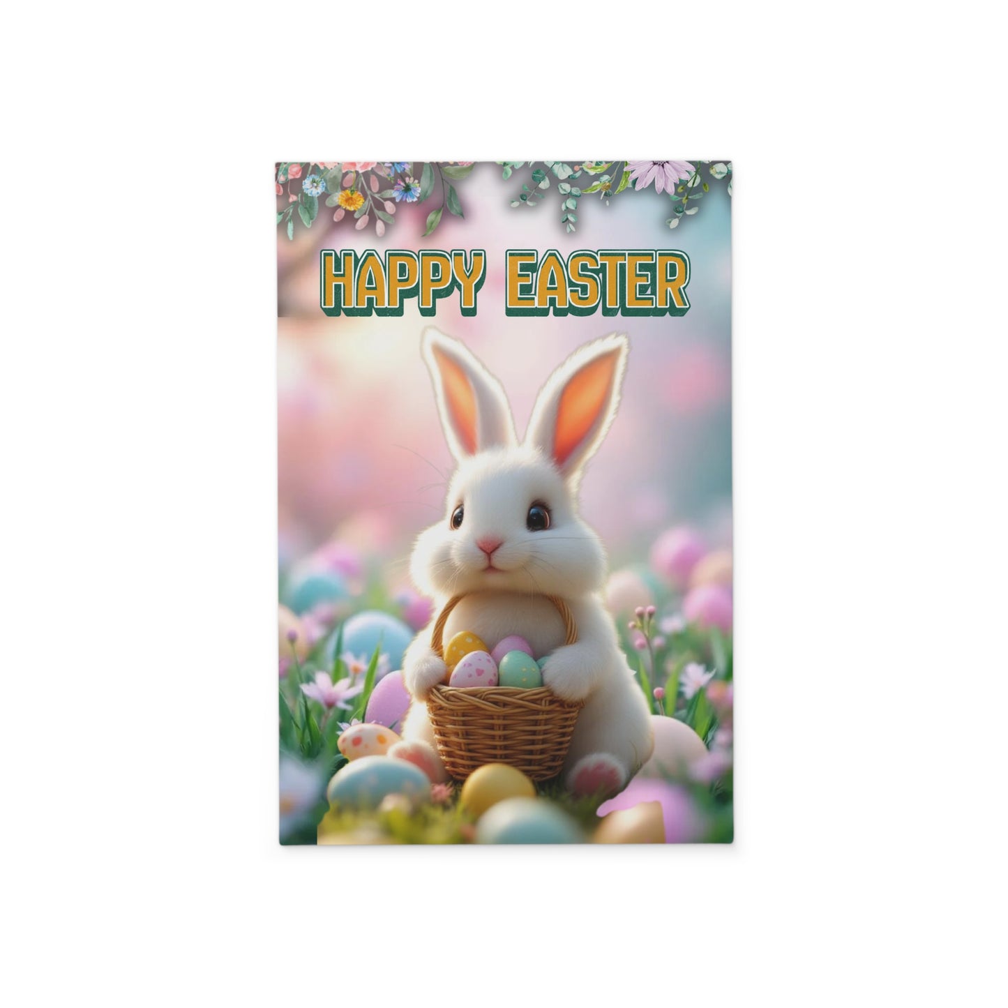 Happy Easter Bunny Garden Banner - Colorful Yard Flag with Pastel Eggs