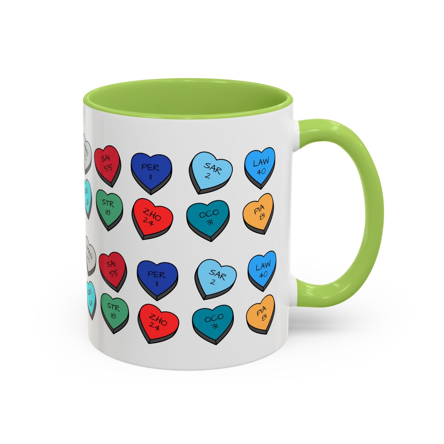 Formula 1 Drivers Candy Heart Accent Coffee Mug — Valentine’s Day Gift for F1 Fans (11/15oz)