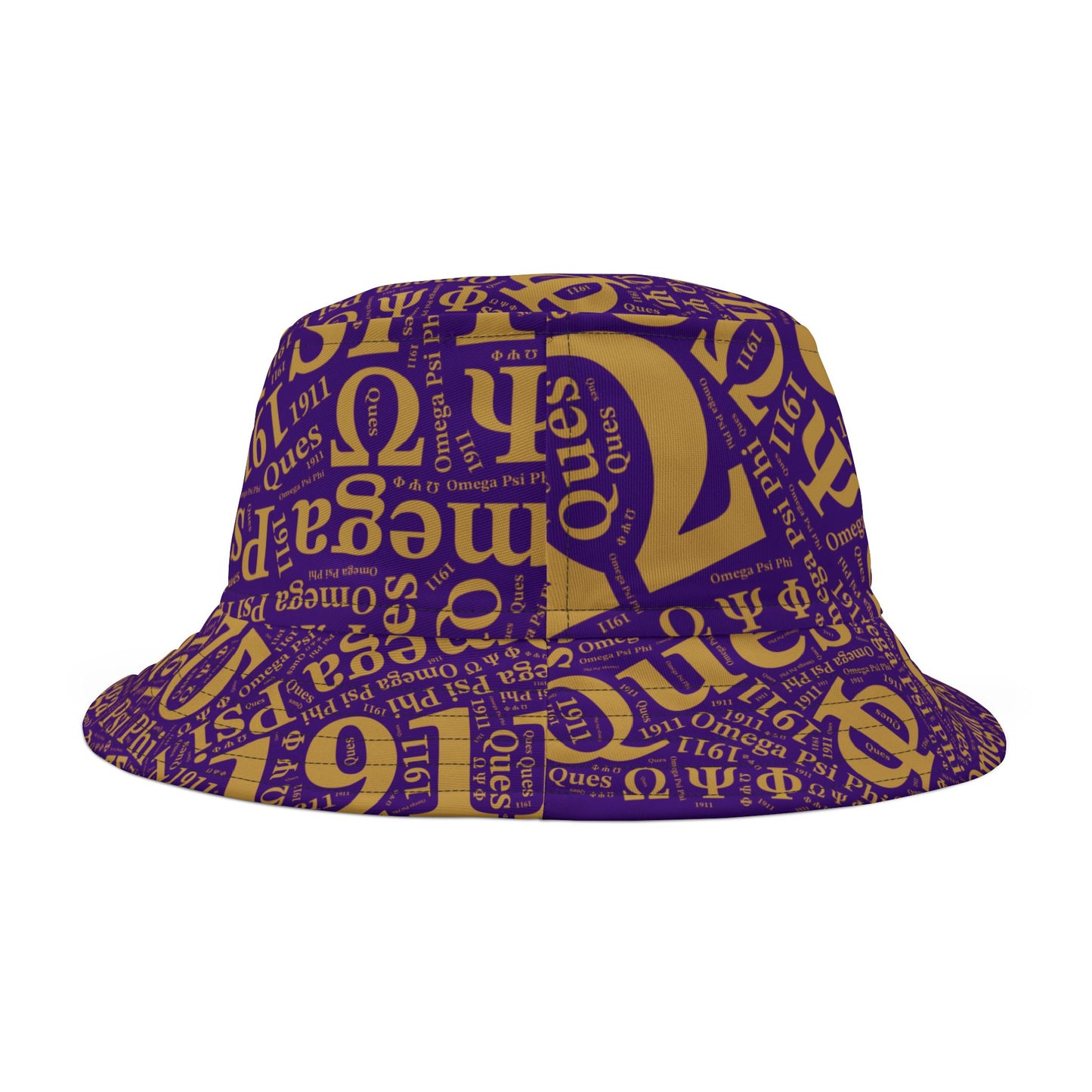 BGLO Collection Omega Psi Phi Purple & Gold Printed Bucket Hat | ΩΨΦ Bucket Hat