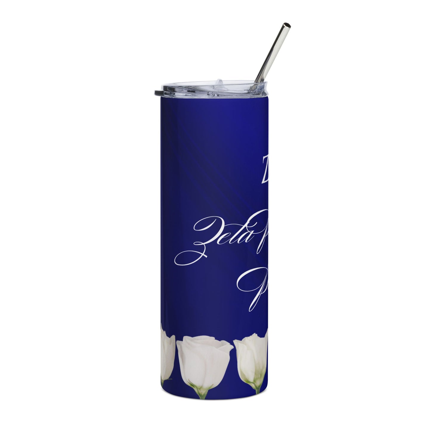 Zeta Phi Beta Sorority Personalized White Roses Tumbler | Black Greek Letter organizations | Sororities and Fraternities | 20oz Stainless Steel Tumbler