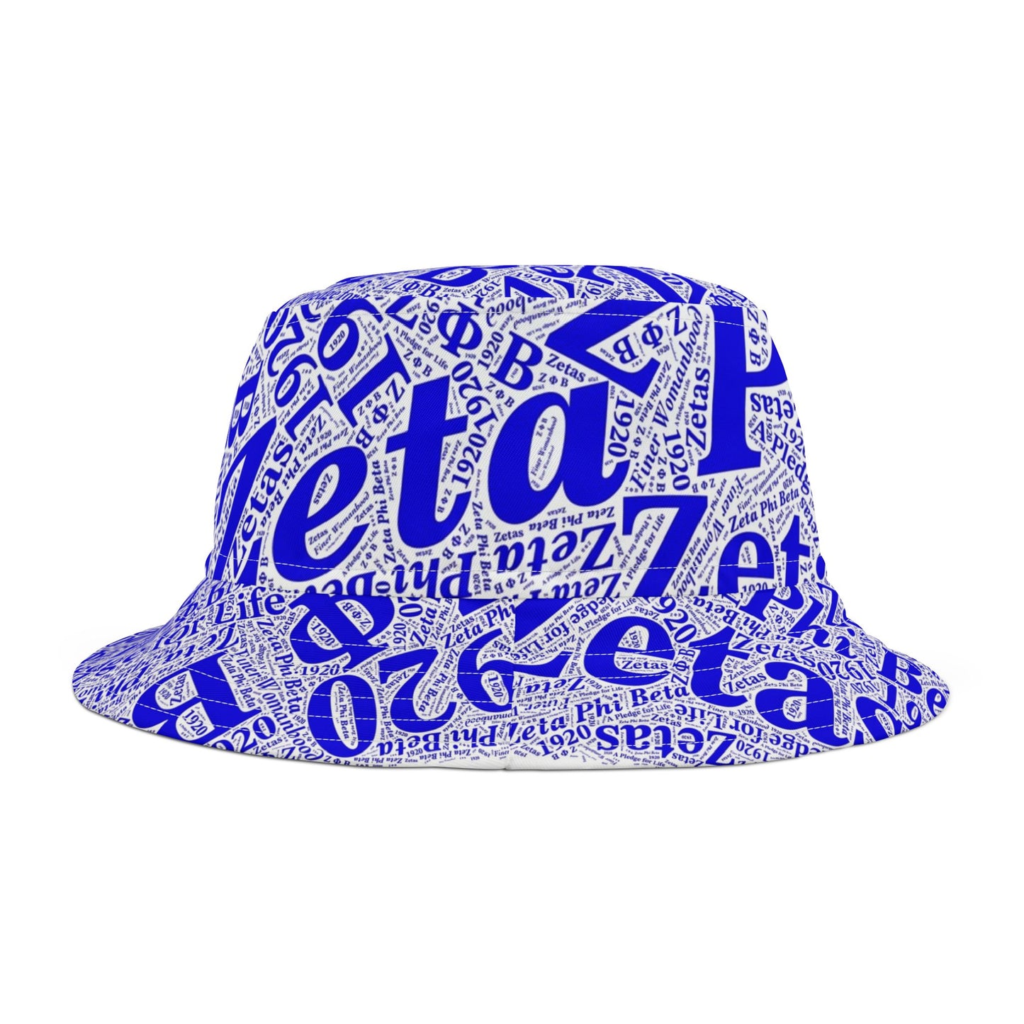 BGLO Collection Zeta Phi Beta (ZΦΒ)  Bucket Hat | Blue & White ZΦΒ Bucket Hat