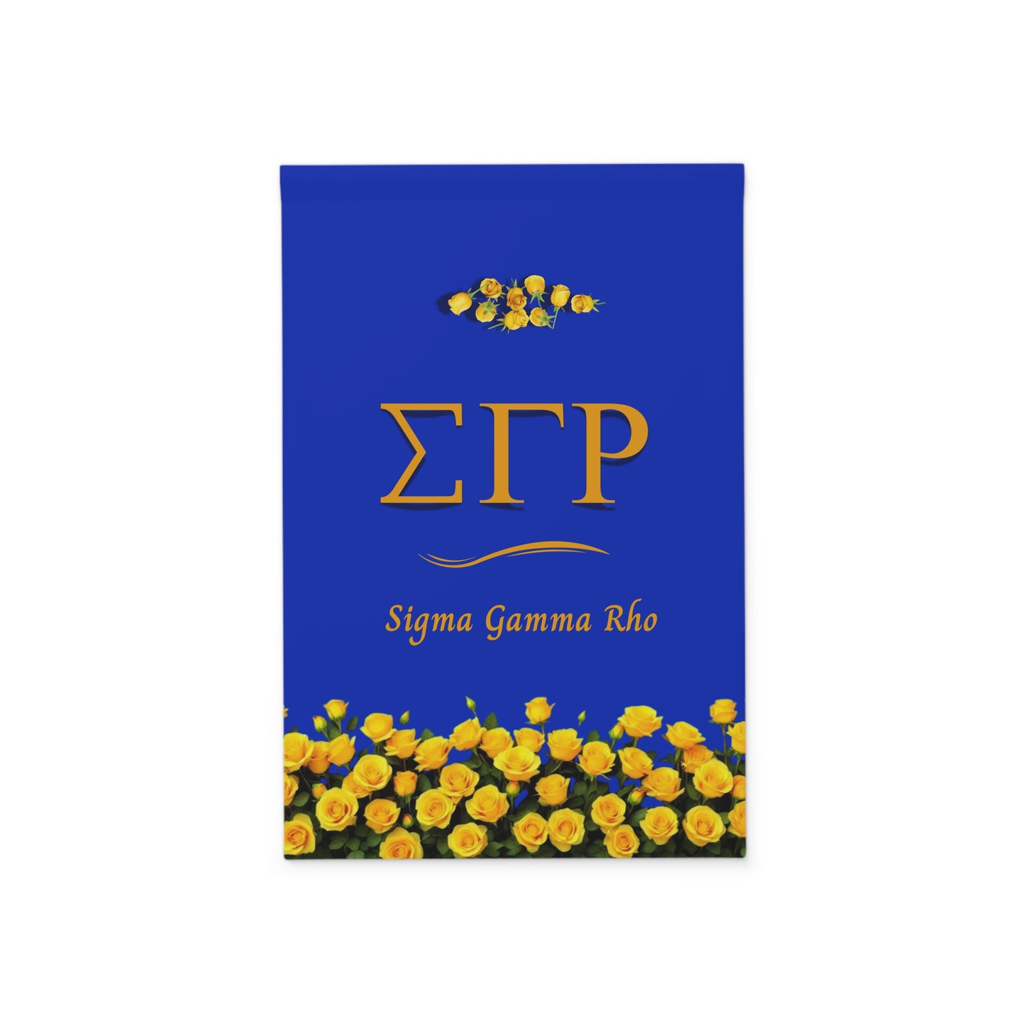 Sigma Gamma Rho Garden Flag Banner | Royal Blue & Gold Floral Design