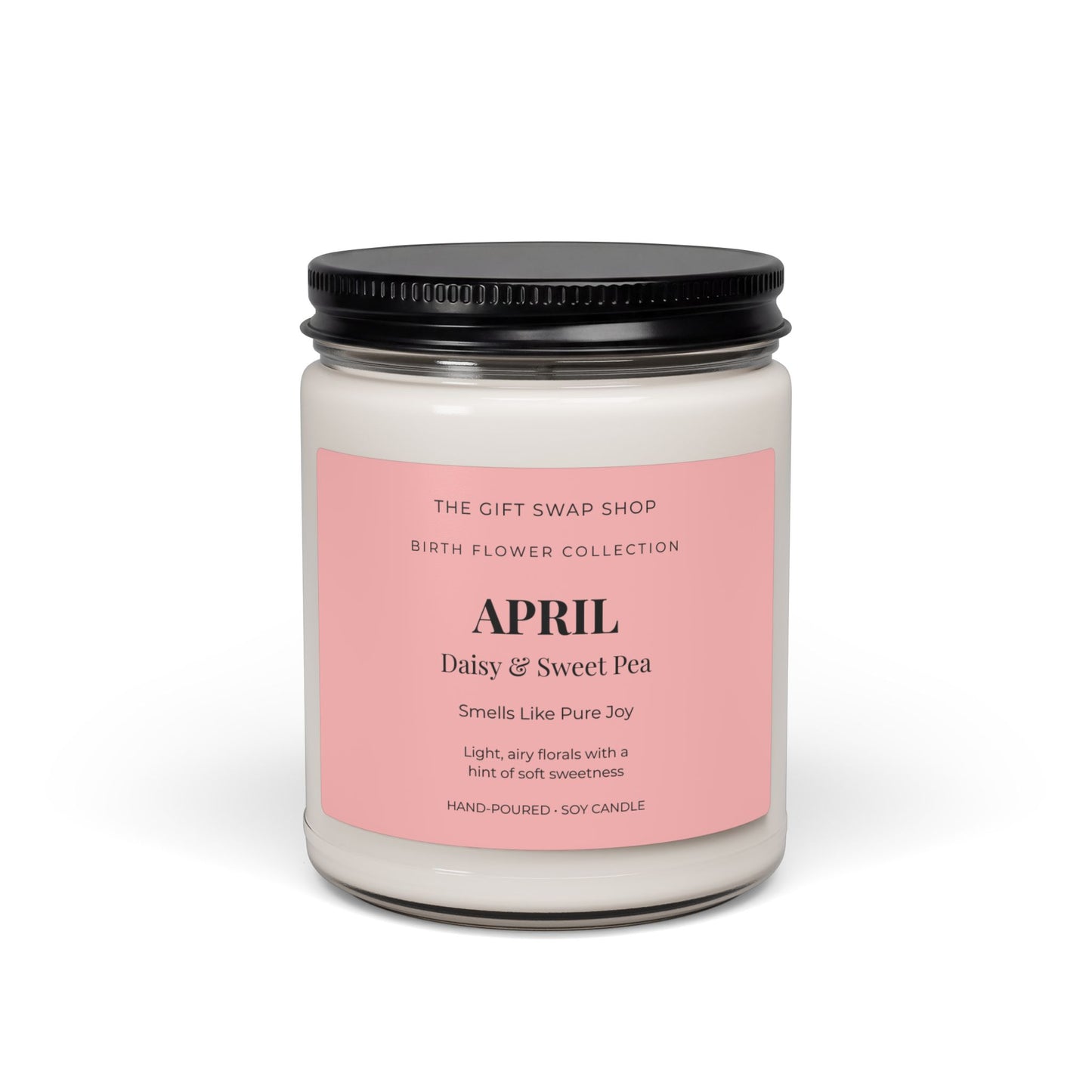 April Birth Flower Candle — Daisy & Sweet Pea Scented Soy Candle (9oz)