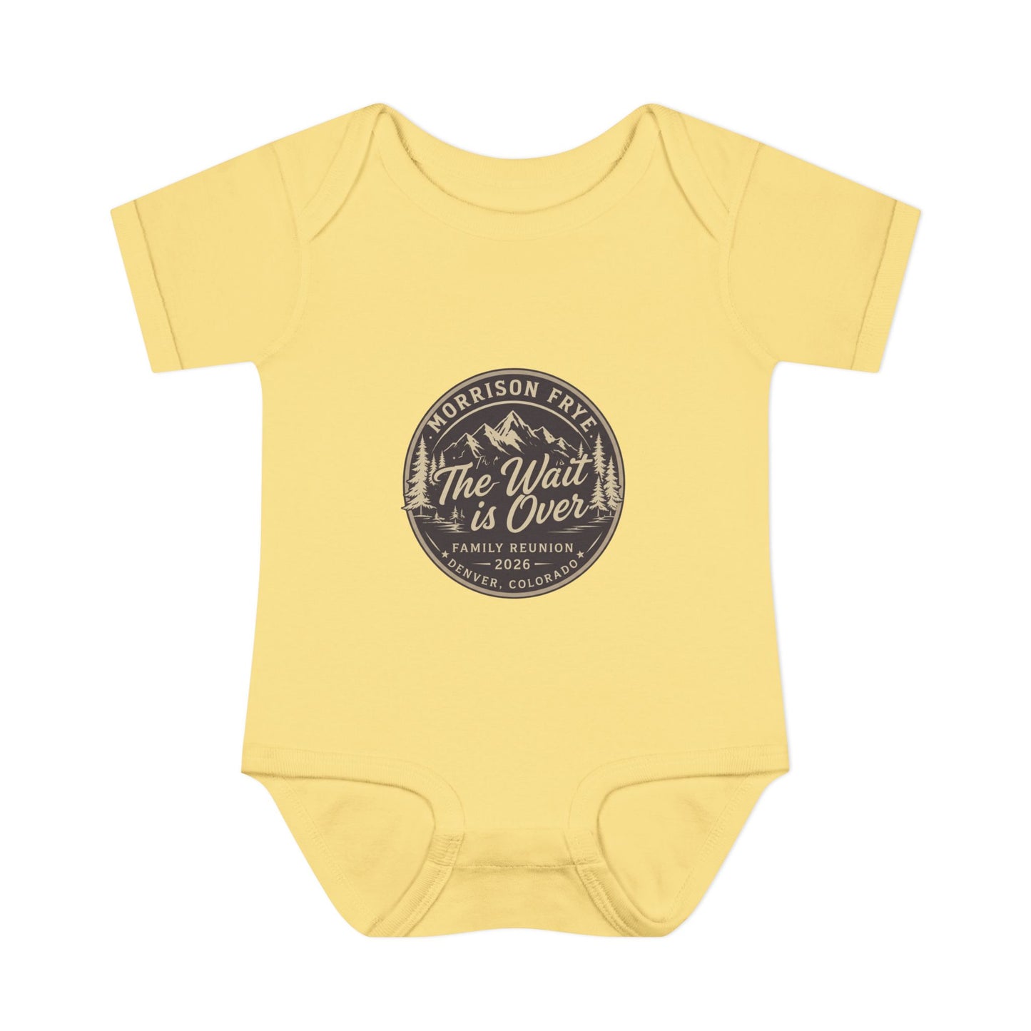 Morrison Frye Family Reunion 2026 Baby Onesie – “The Wait Is Over” | Denver, Colorado
