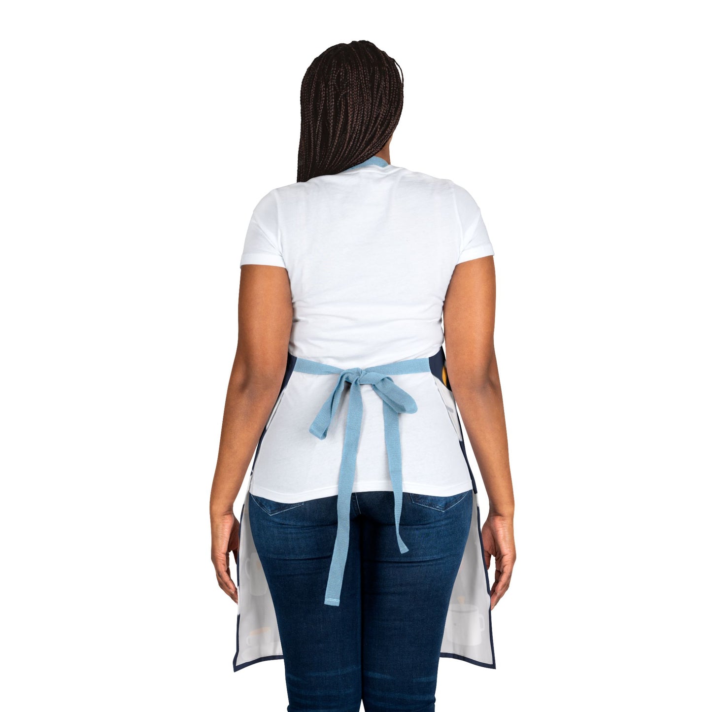Whimsical Kitchen Apron for Her - Navy Blue Mother's Day Apron - Cooking Tools Pattern
