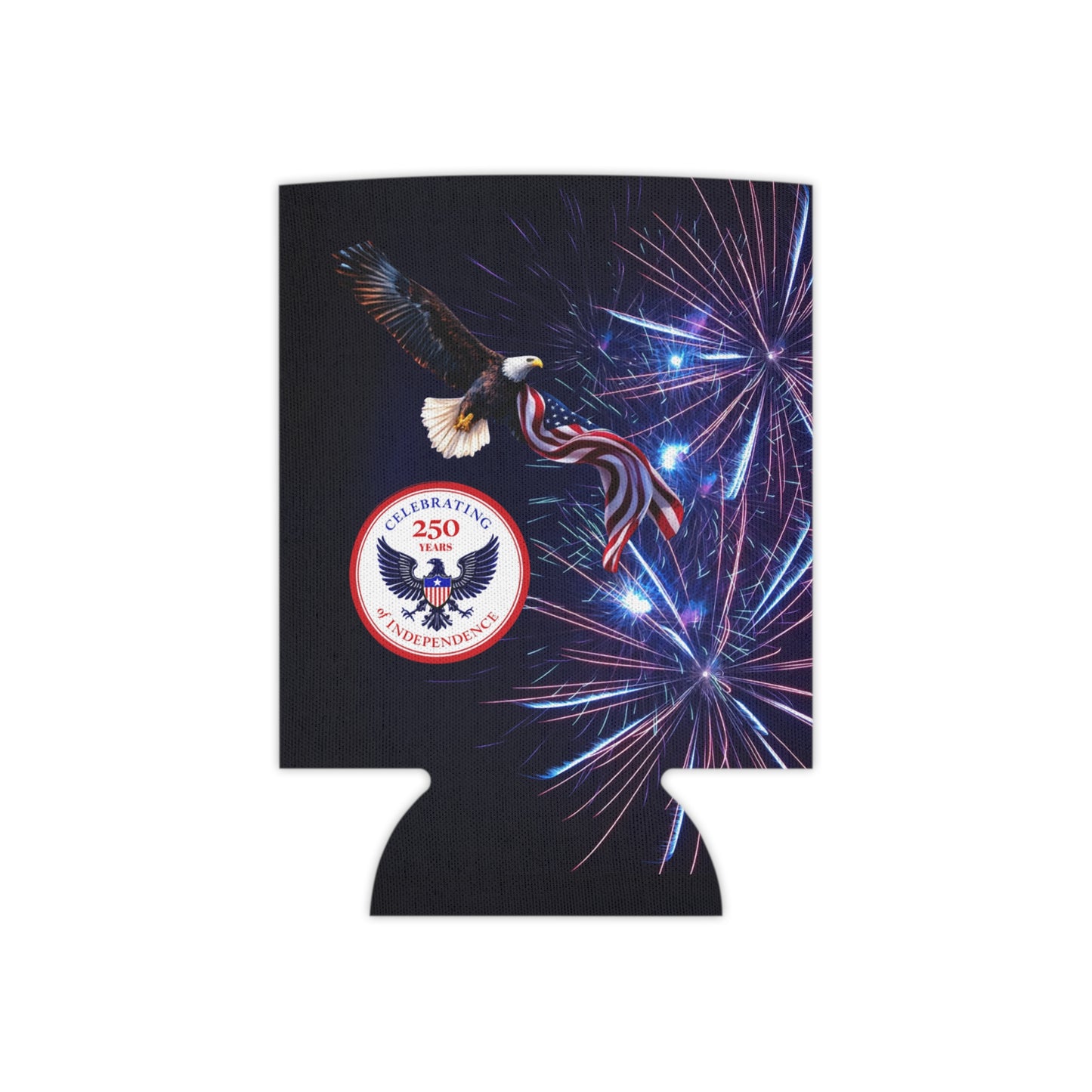 Fireworks Eagle Can Cooler – Patriotic 4th of July Beverage Sleeve