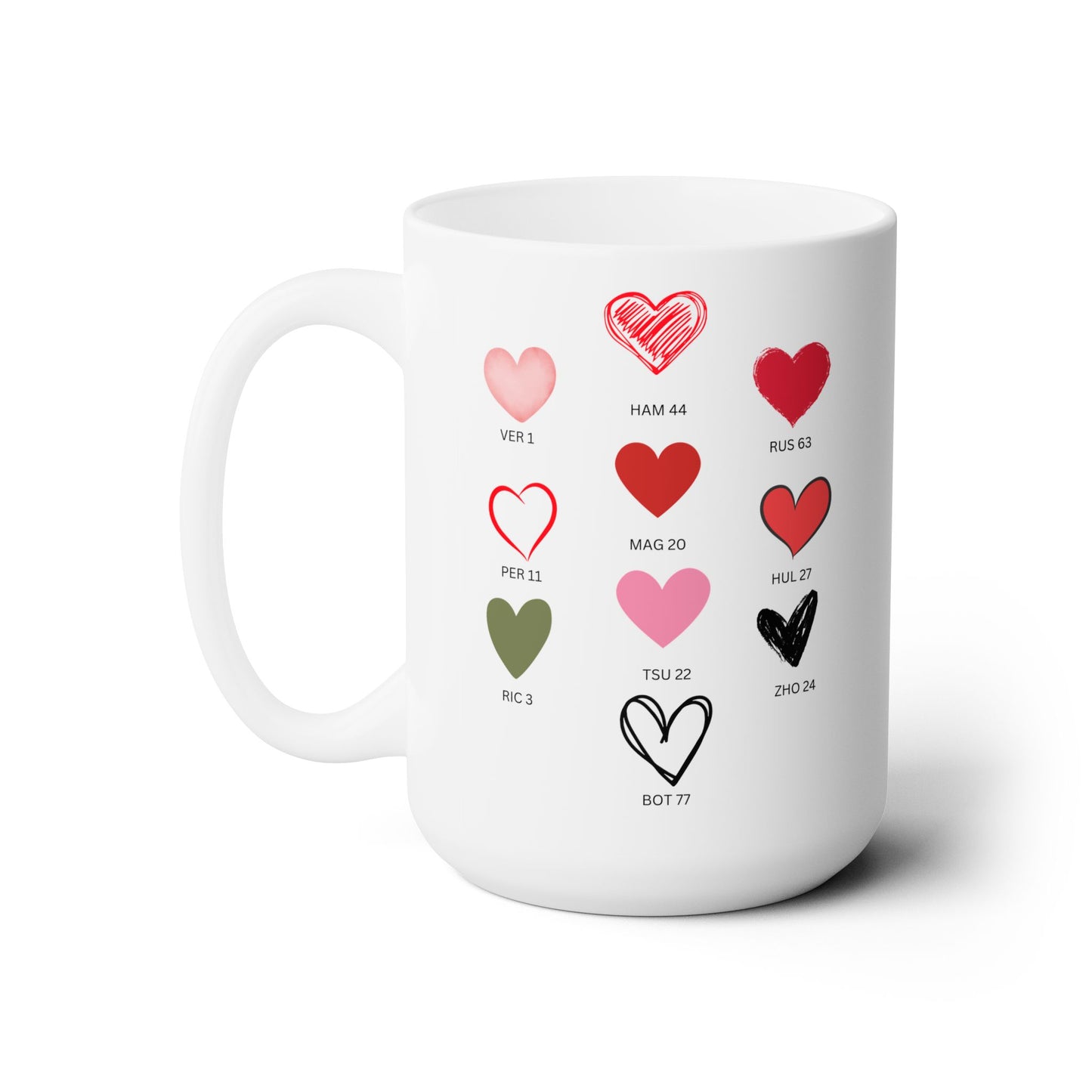 Formula 1 Drivers Hearts Ceramic Mug 15oz