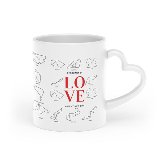 Formula 1 Track Map Mug — Heart-Handle Valentine’s Gift for F1 Fans