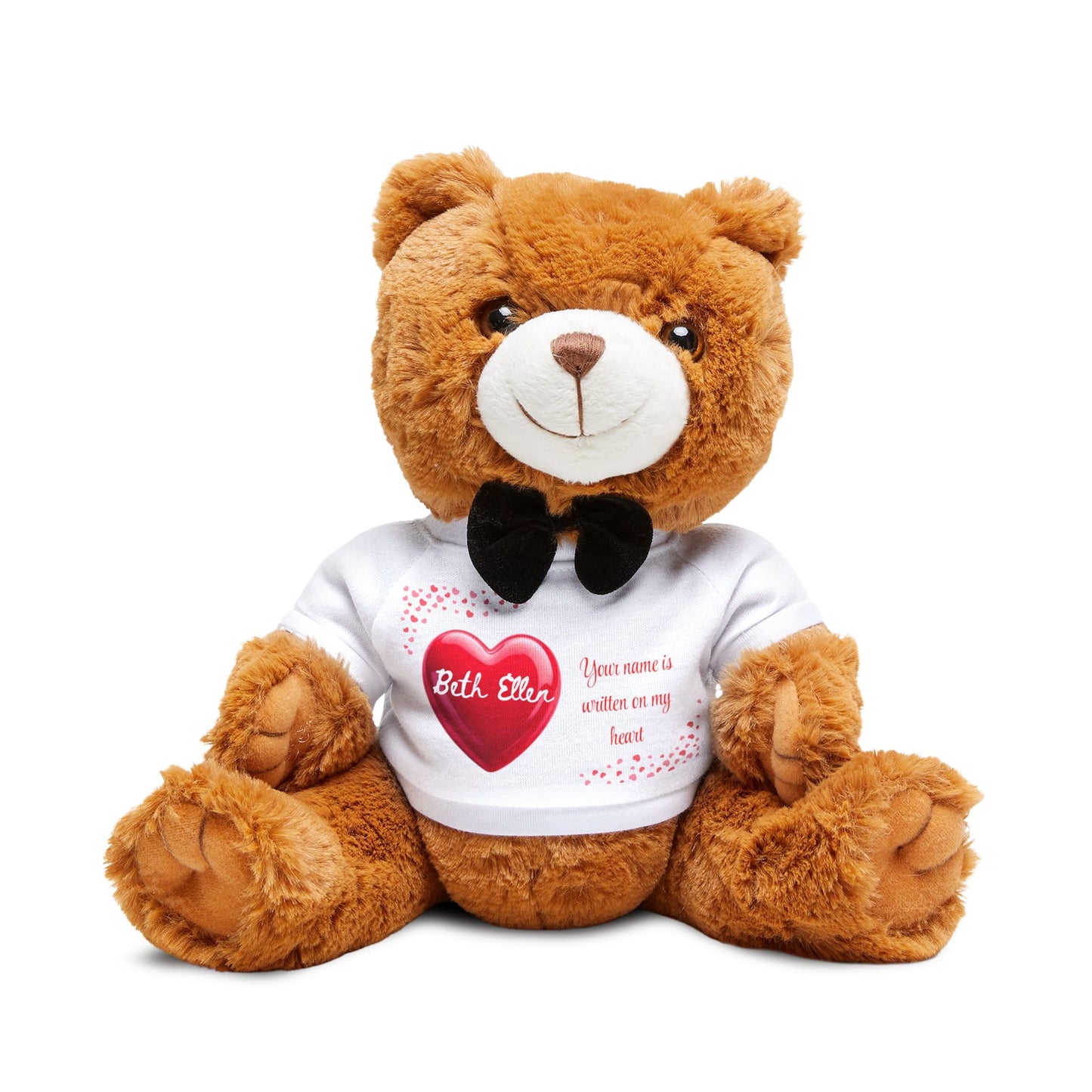 Heart Print Teddy Bear: Personalized Custom Name T-Shirt
