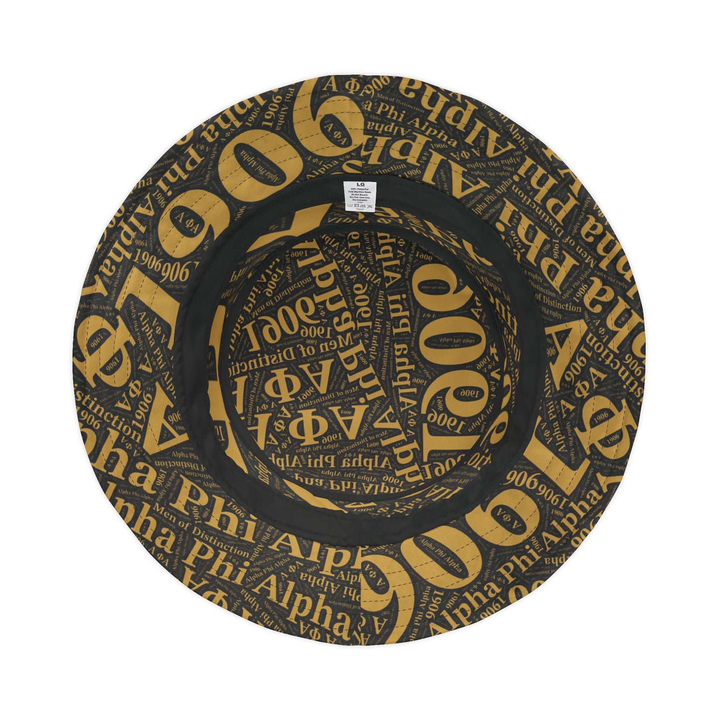 Alpha Phi Alpha Black & Old Gold Printed Bucket Hat | The "Ice Cold" Legacy Crown